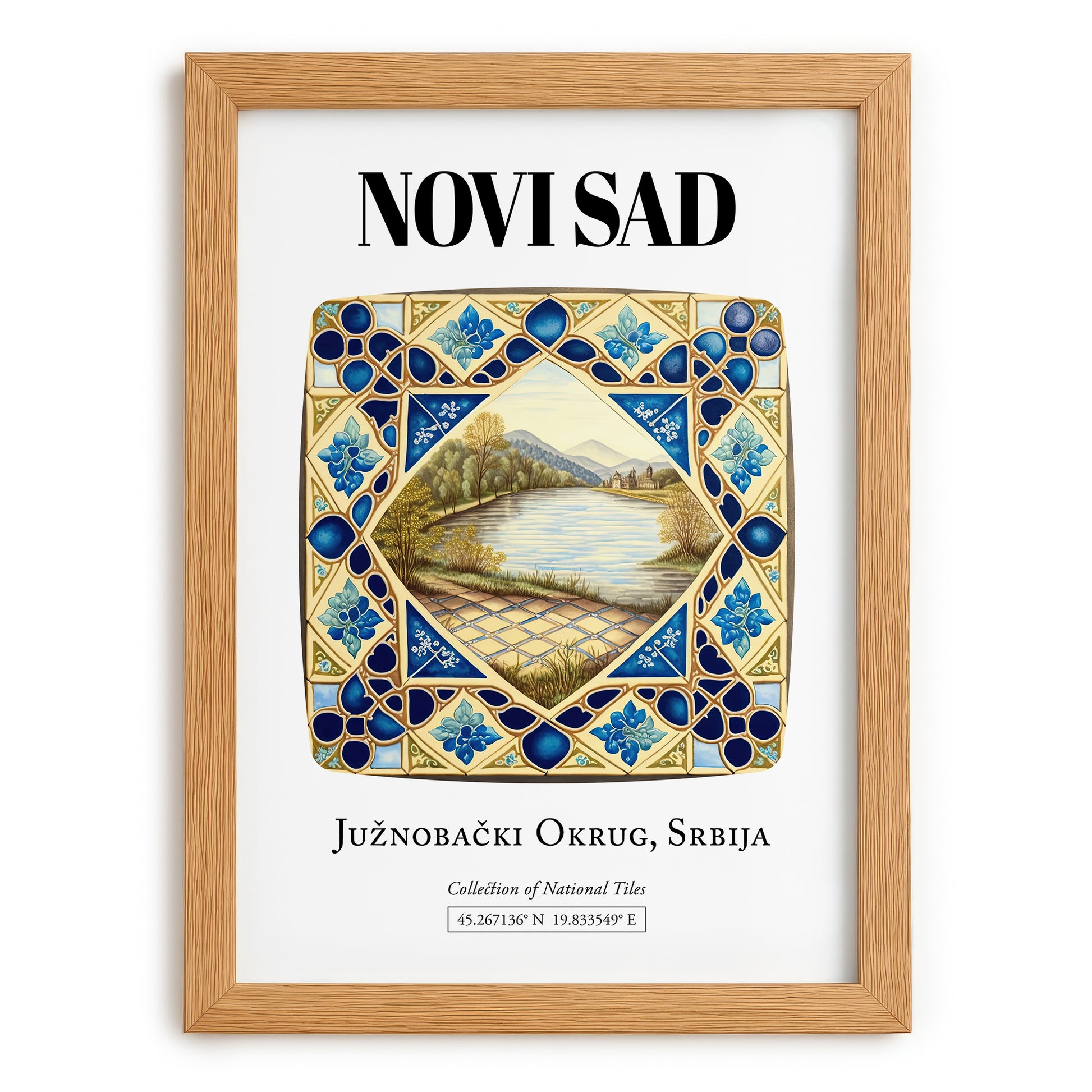 Novi Sad, Serbia – Cultural Heritage Wall Art, set in oak frame