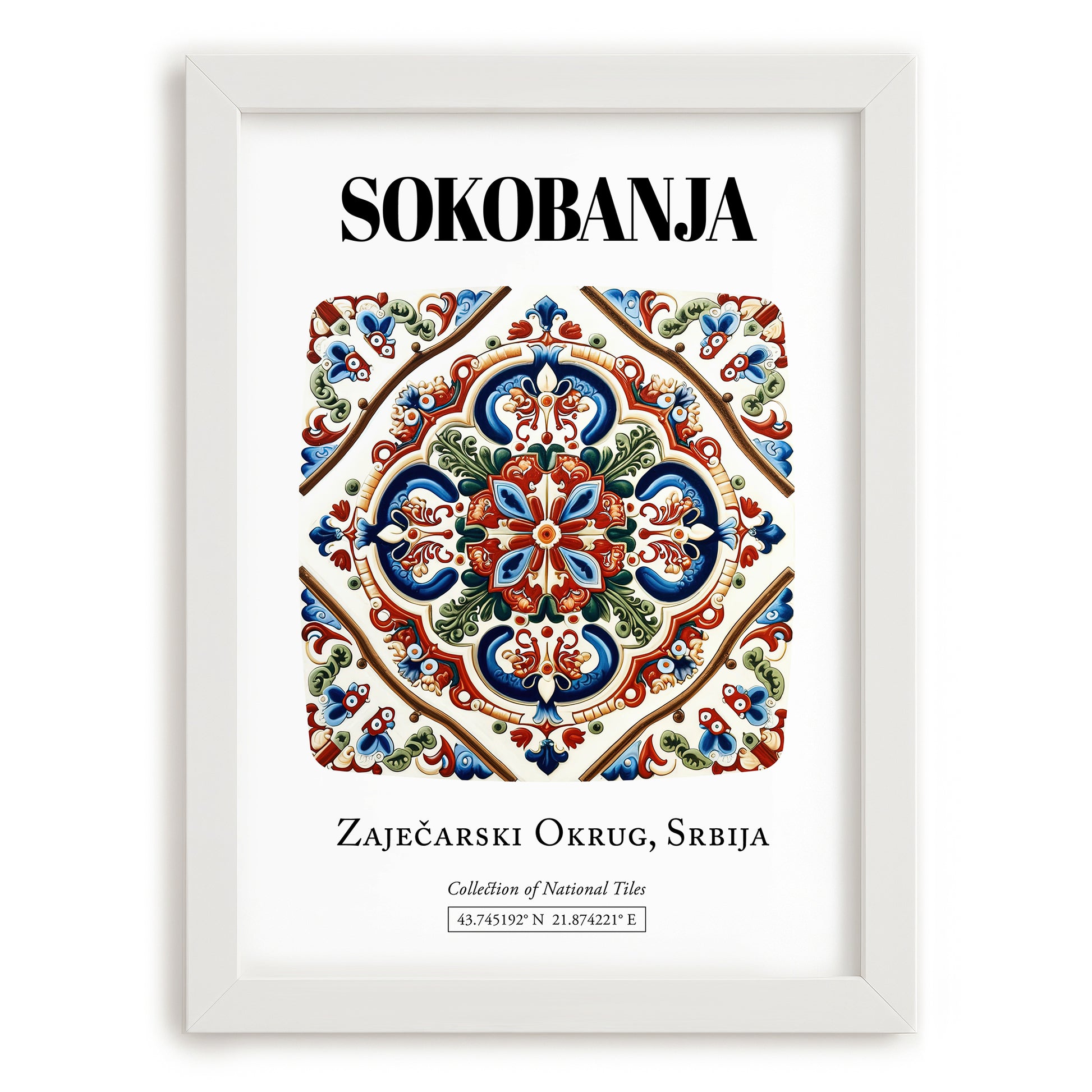 Soko Banja, Serbia – Travel Print, placed in minimal white frame