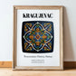 Kragujevac, Serbia – Illustrated Travel Poster, in wooden frame leaning on the floor