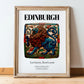 Edinburgh, Scotland – Travel Poster, in wooden frame leaning on the floor