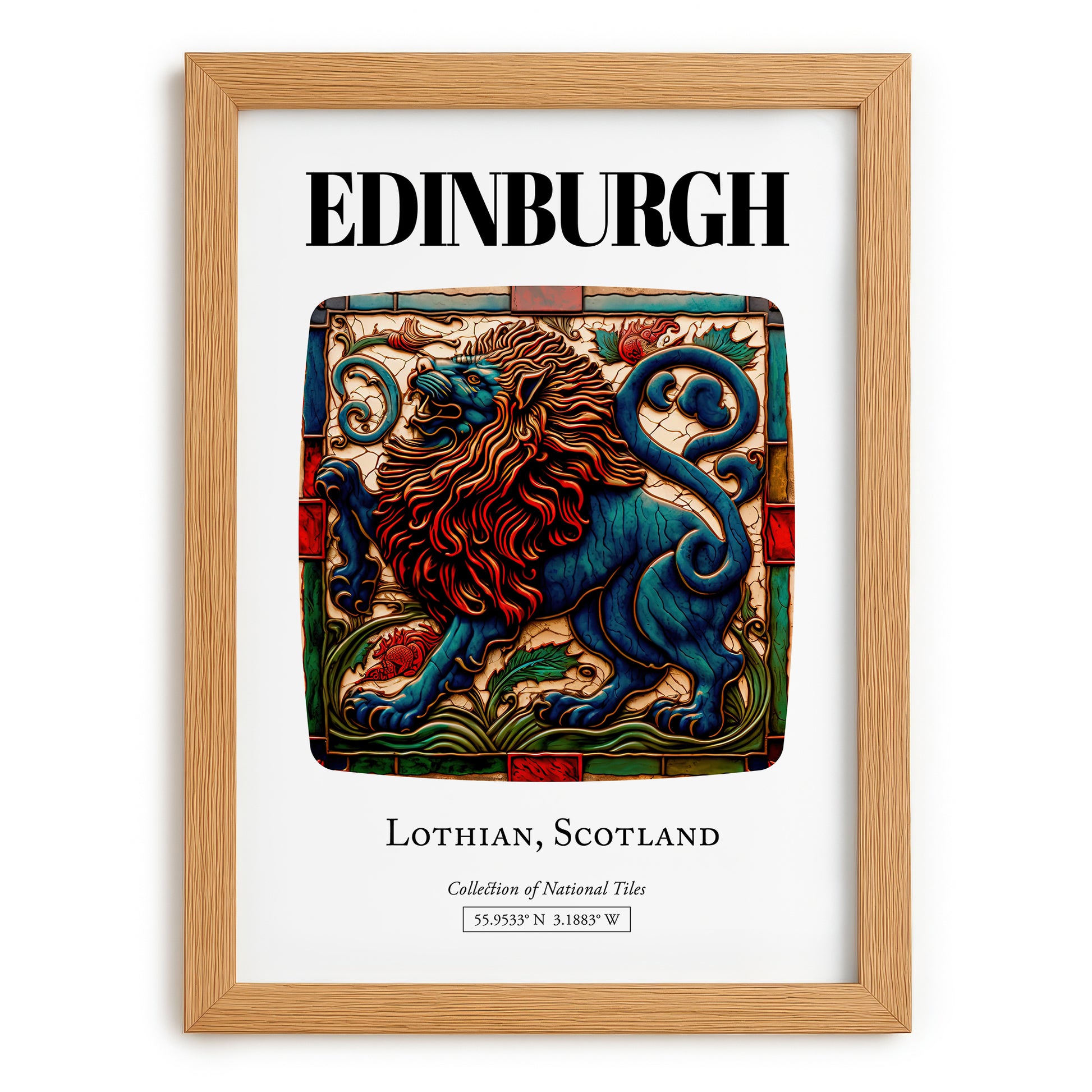 Edinburgh, Scotland – Travel Poster, set in oak frame