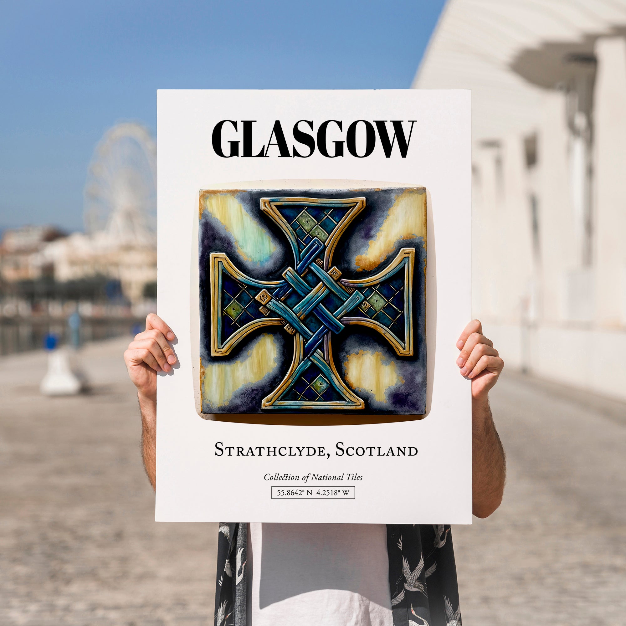 Glasgow, Scotland – Cultural Heritage Wall Art, no-text version framed in wood