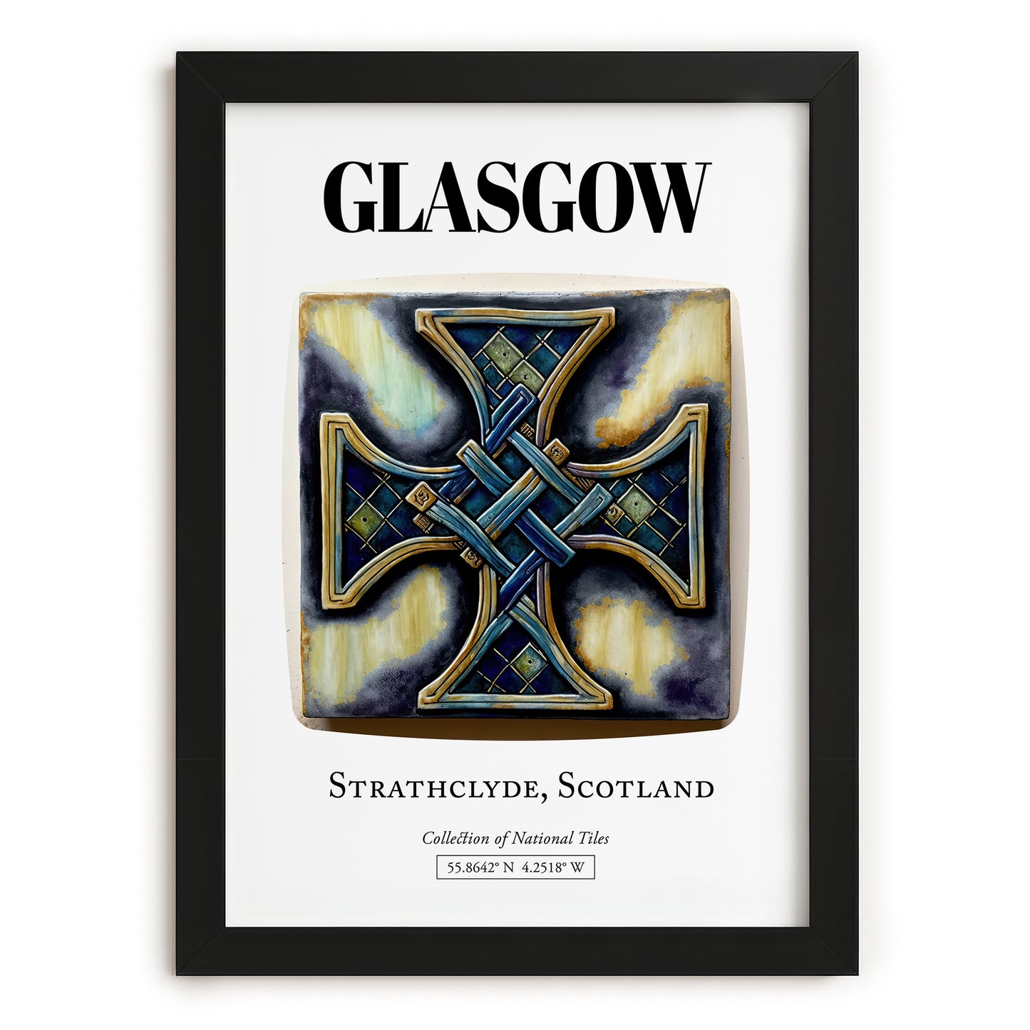Glasgow, Scotland – Cultural Heritage Wall Art, in sleek black frame