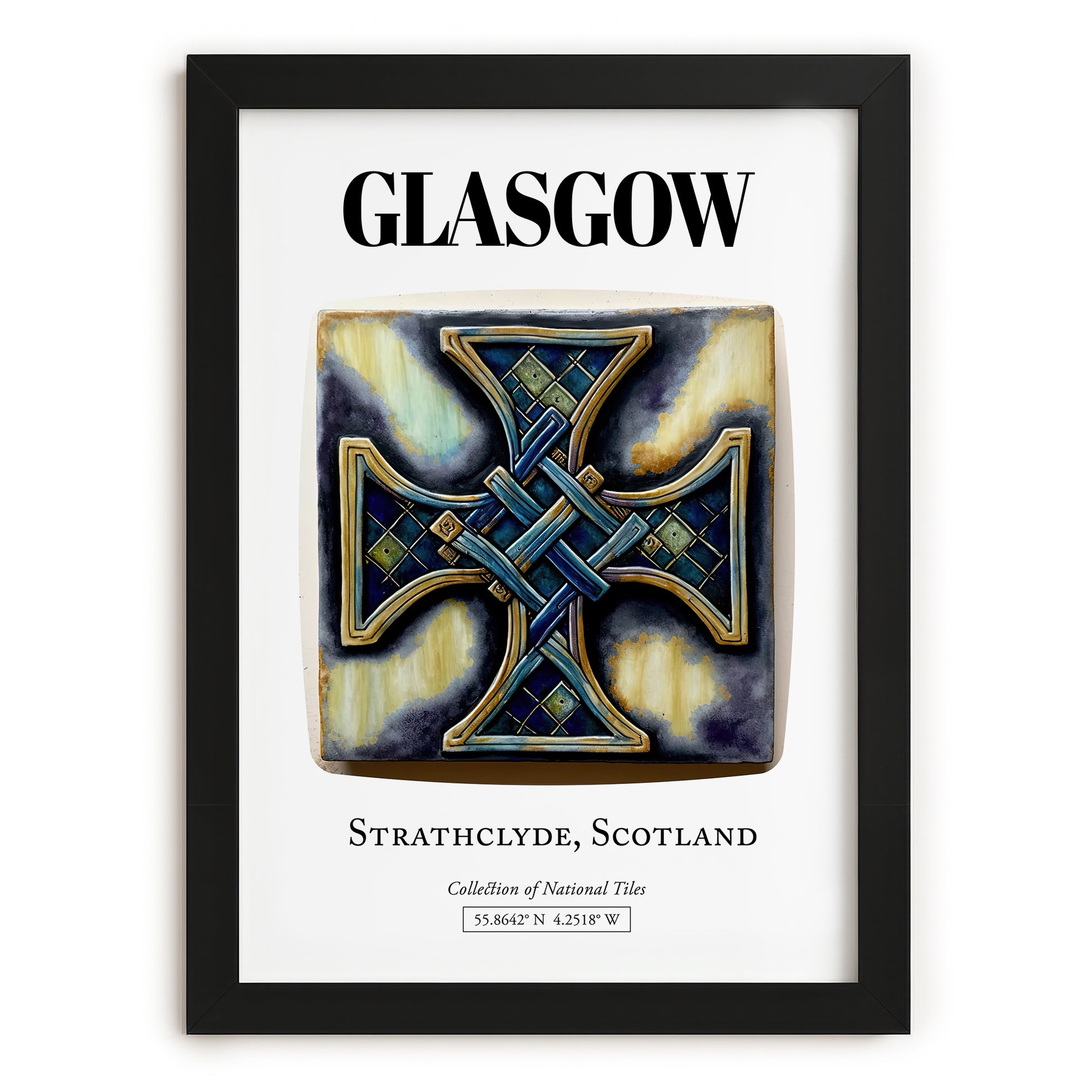 Glasgow, Scotland – Cultural Heritage Wall Art, in sleek black frame