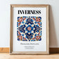 Inverness, Scotland – Cityscape Wall Art, in wooden frame leaning on the floor