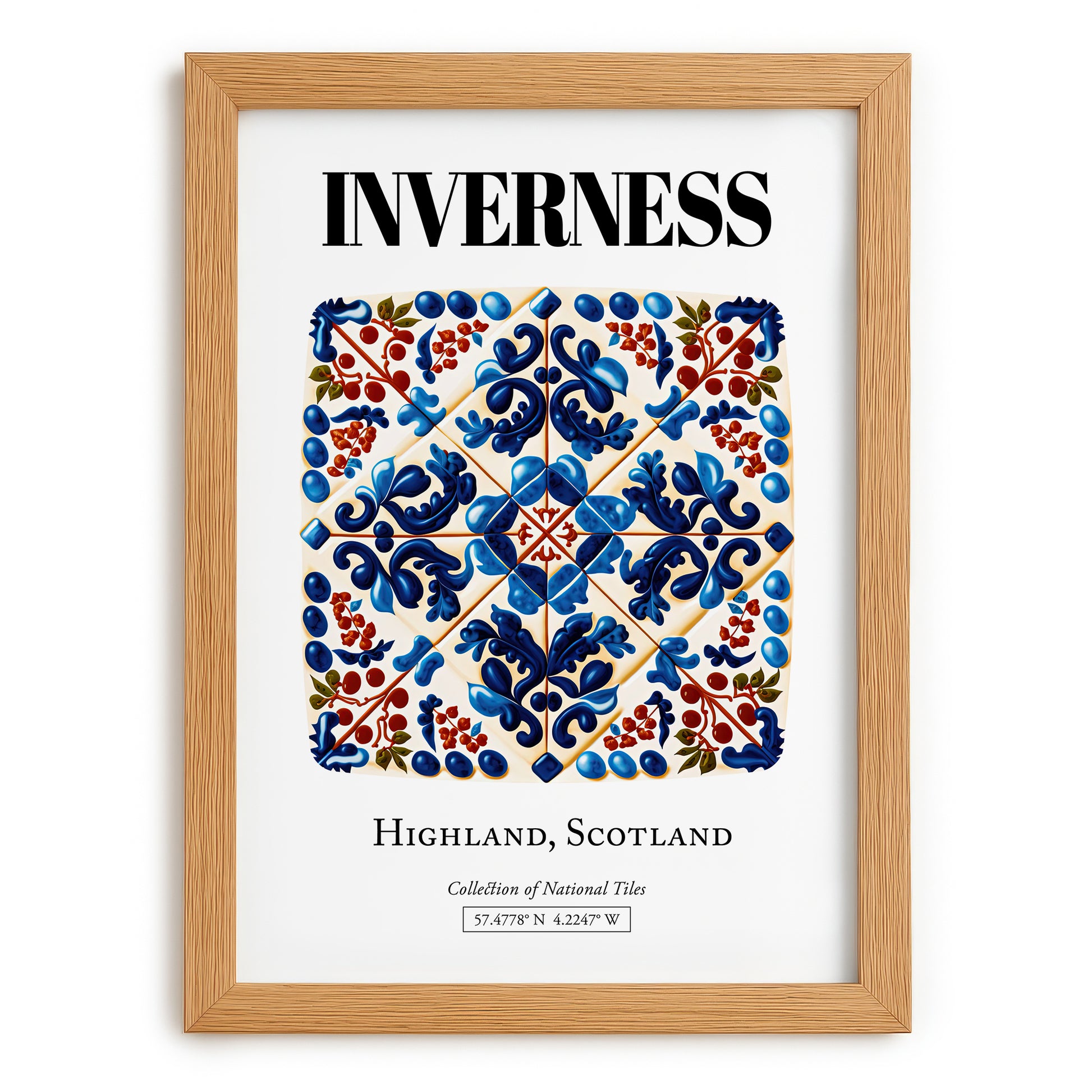 Inverness, Scotland – Cityscape Wall Art, set in oak frame