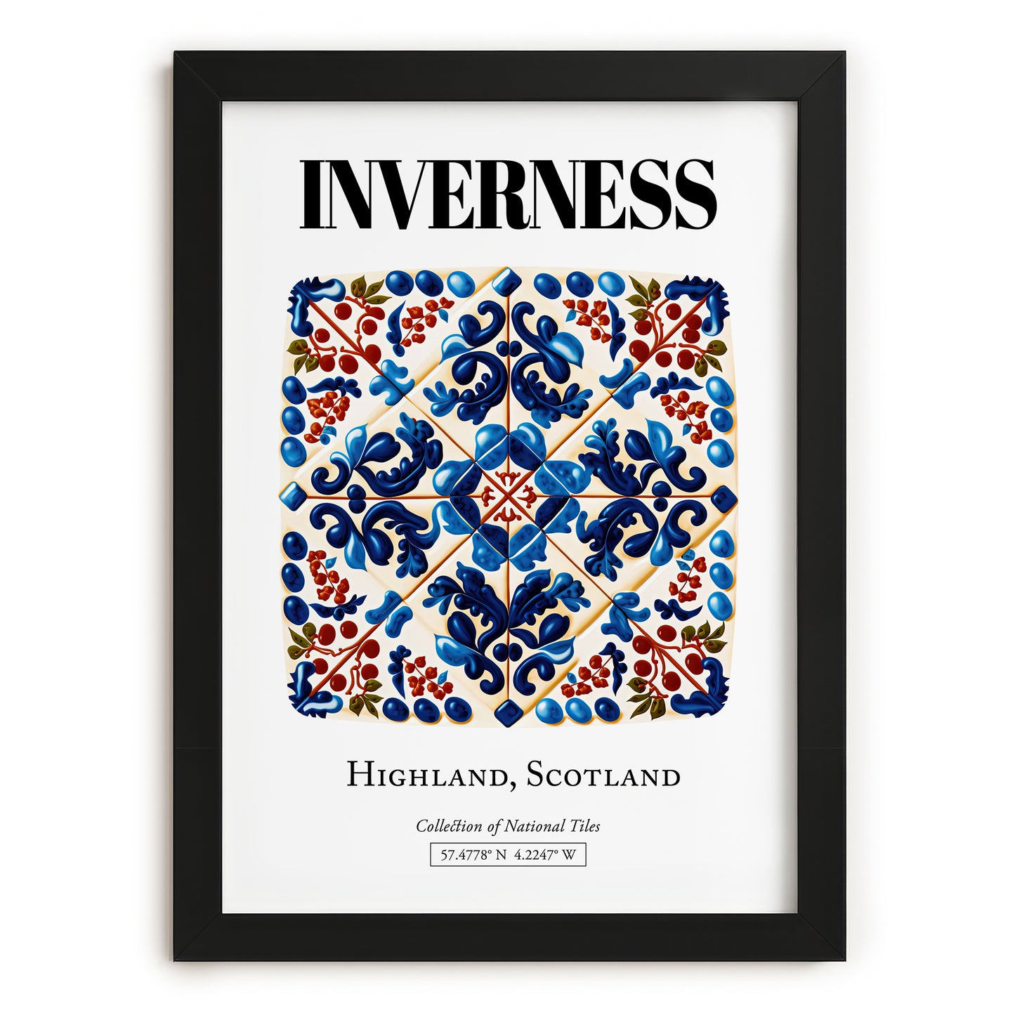 Inverness, Scotland – Cityscape Wall Art, in sleek black frame
