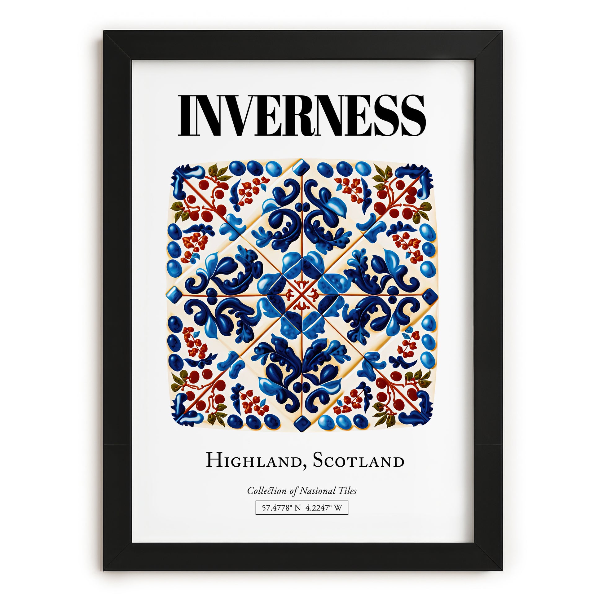 Inverness, Scotland – Cityscape Wall Art, in sleek black frame