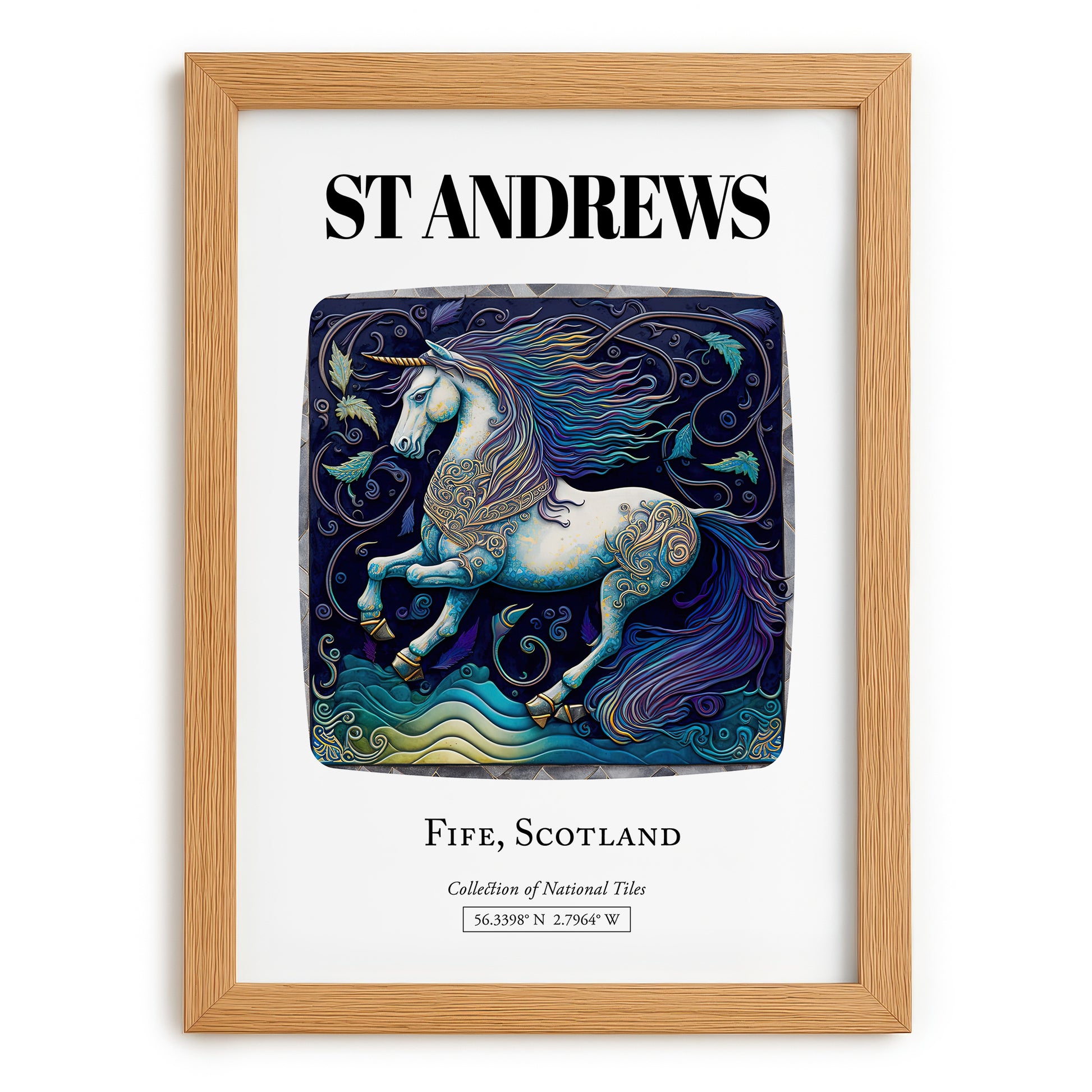 St Andrews, Scotland – Travel Poster, set in oak frame