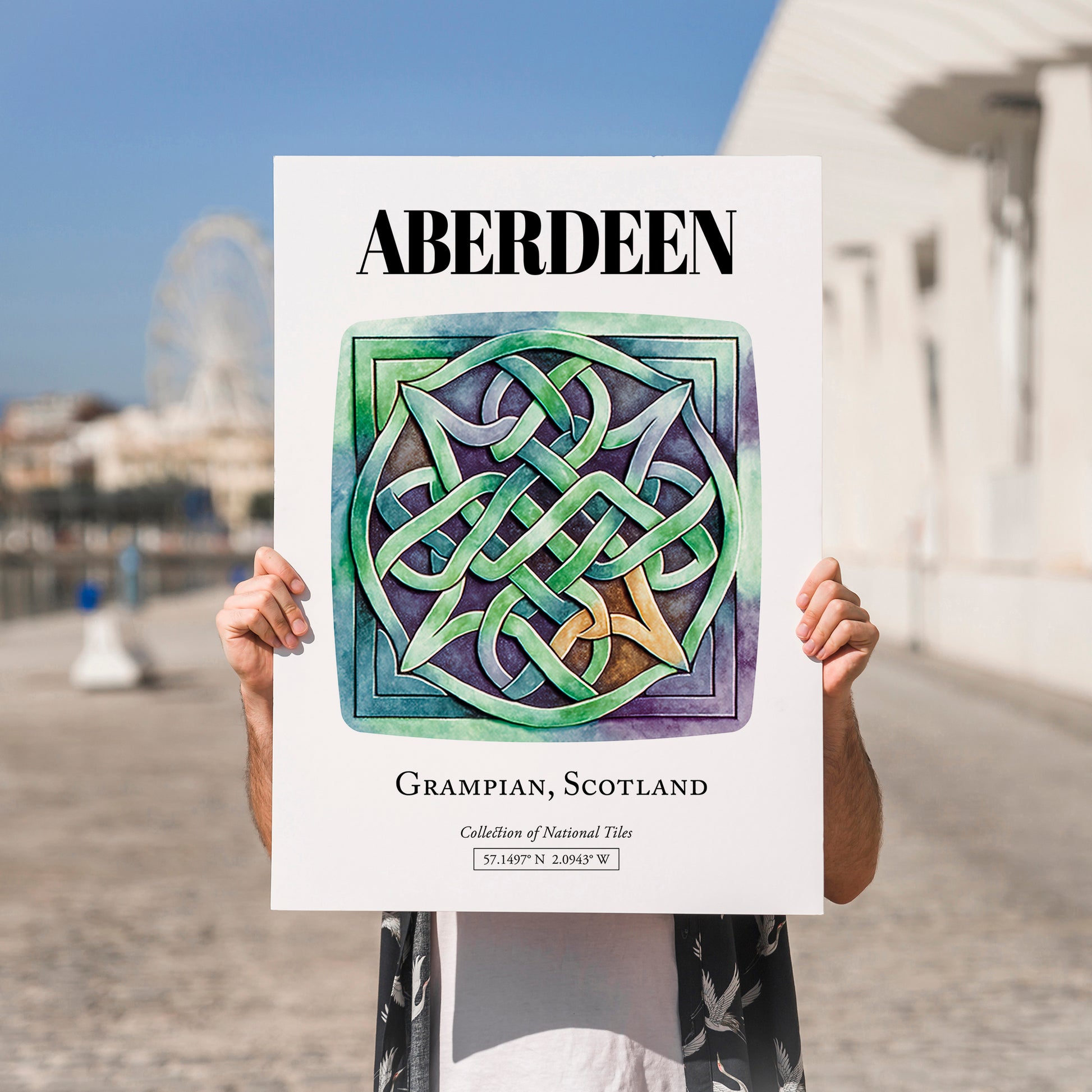 Aberdeen, Scotland – World Heritage Travel Poster, no-text version framed in wood