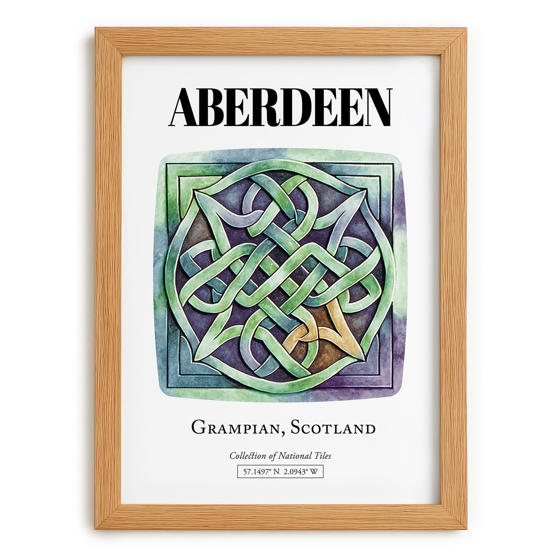 Aberdeen, Scotland – World Heritage Travel Poster, set in oak frame