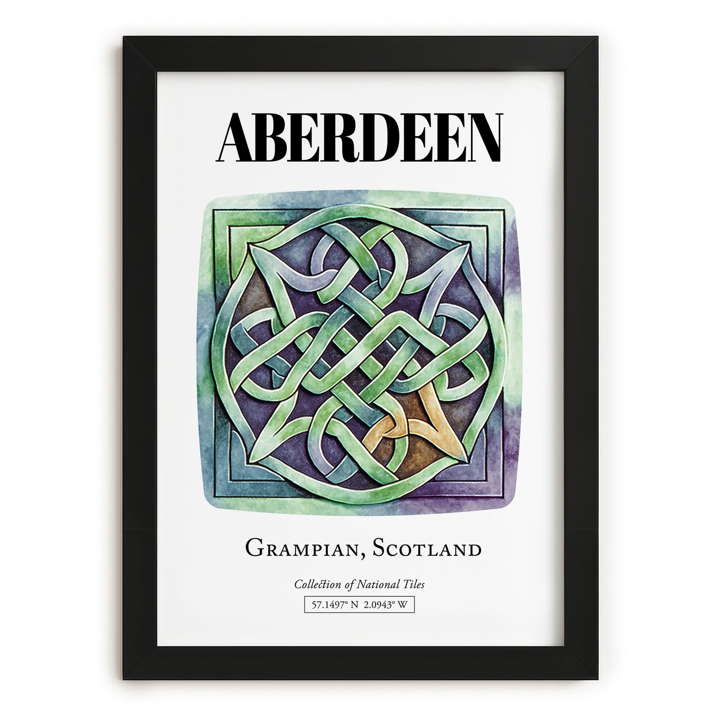 Aberdeen, Scotland – World Heritage Travel Poster, in sleek black frame