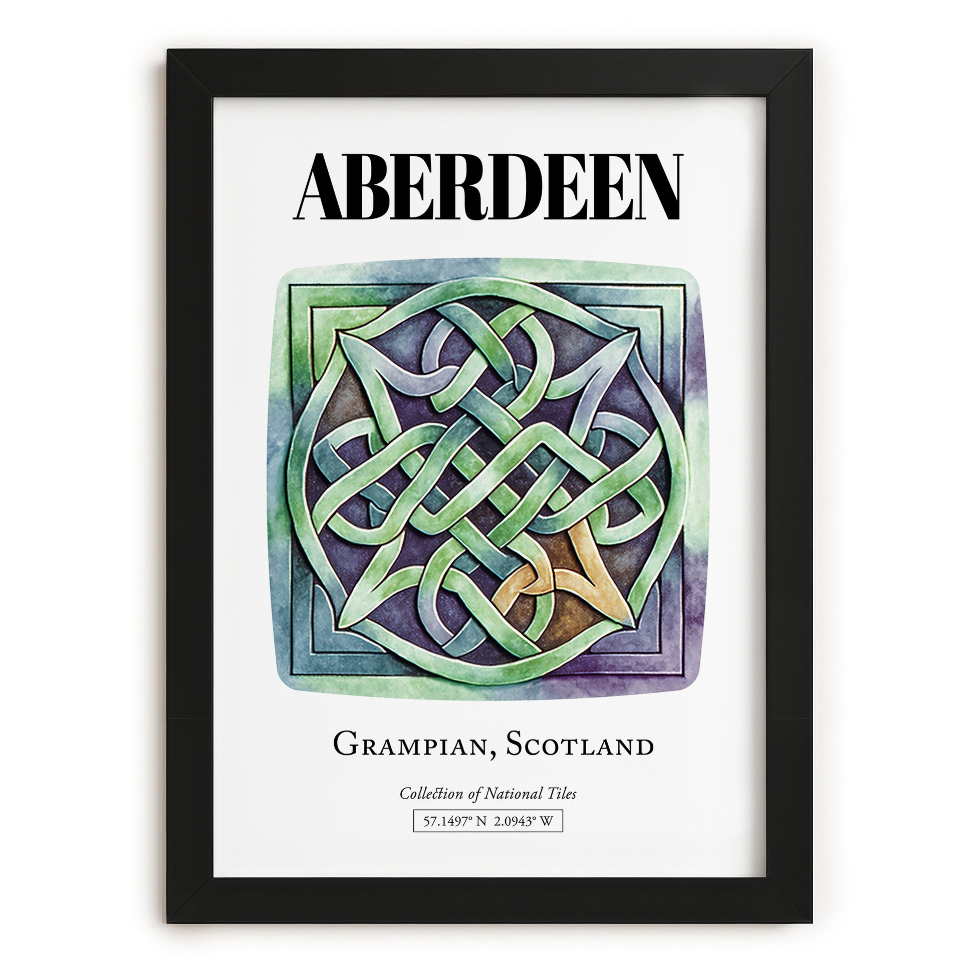 Aberdeen, Scotland – World Heritage Travel Poster, in sleek black frame