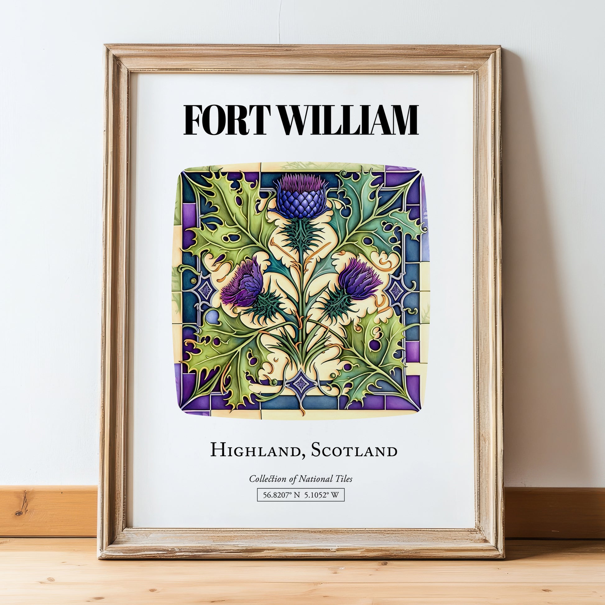 Fort William, Scotland – Tourist Destination Poster, in wooden frame leaning on the floor