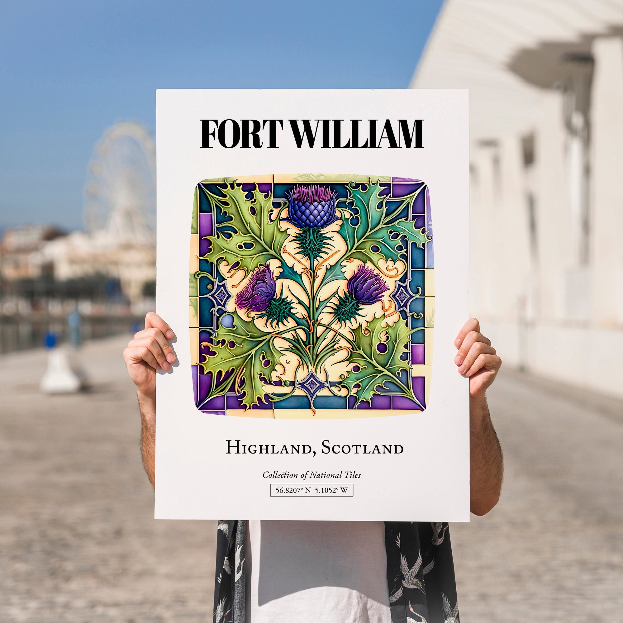 Fort William, Scotland – Tourist Destination Poster, no-text version framed in wood