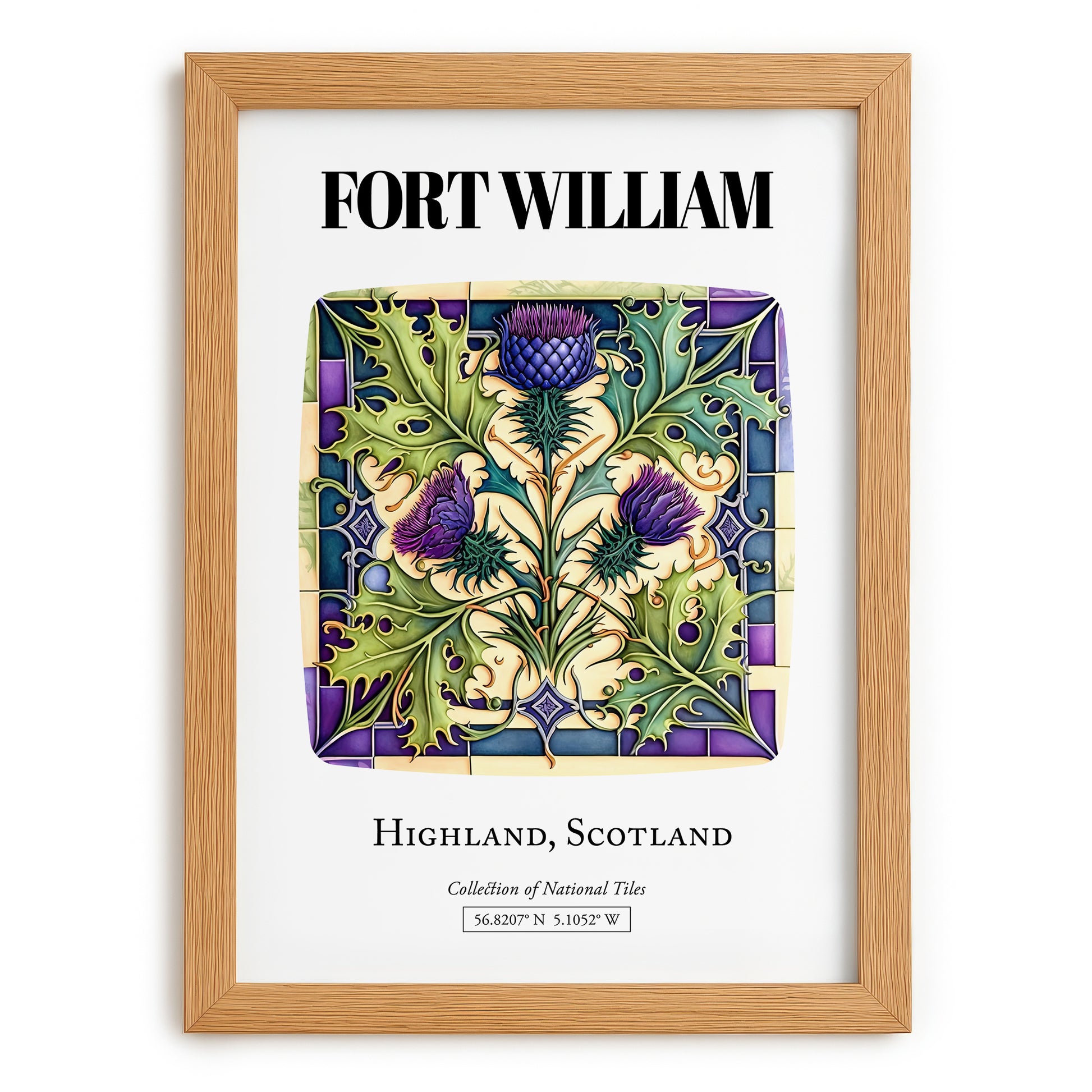 Fort William, Scotland – Tourist Destination Poster, set in oak frame