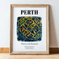 Perth, Scotland – Travel Poster, in wooden frame leaning on the floor