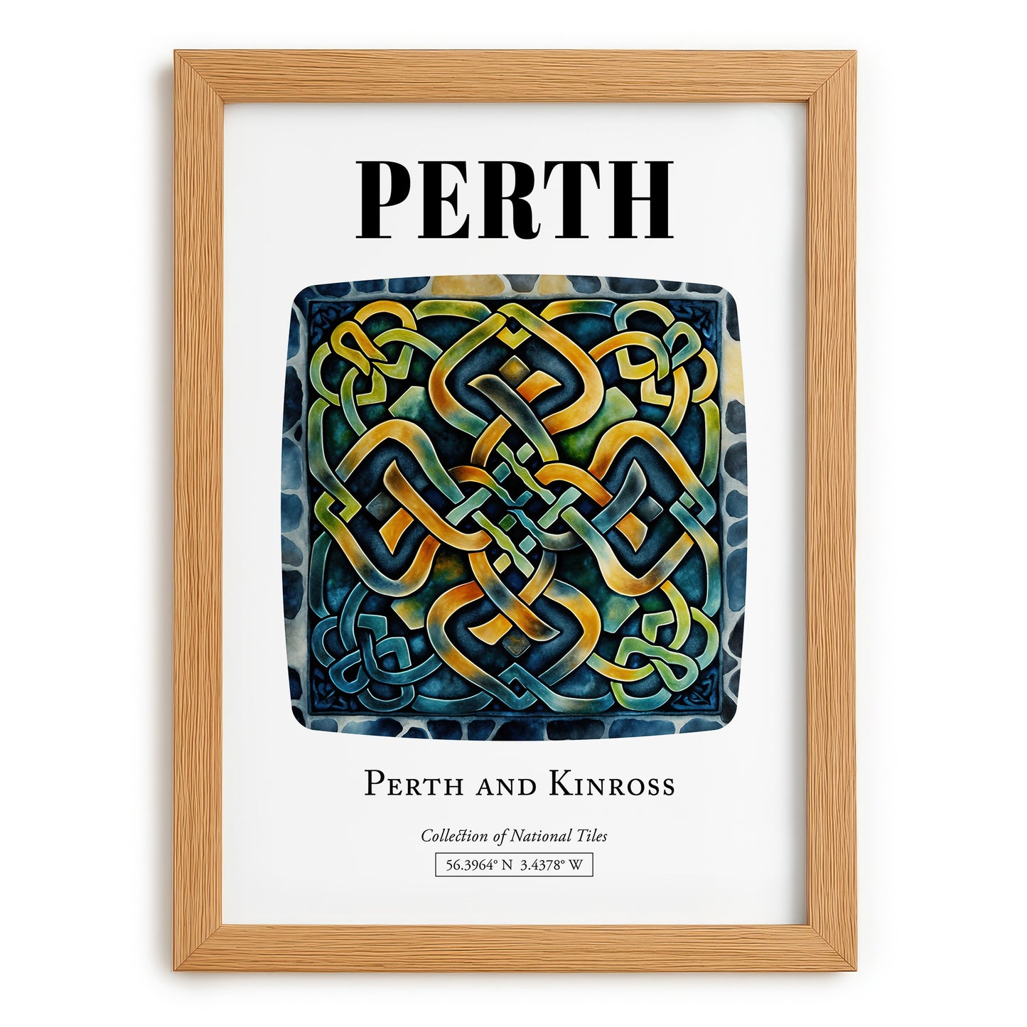 Perth, Scotland – Travel Poster, set in oak frame