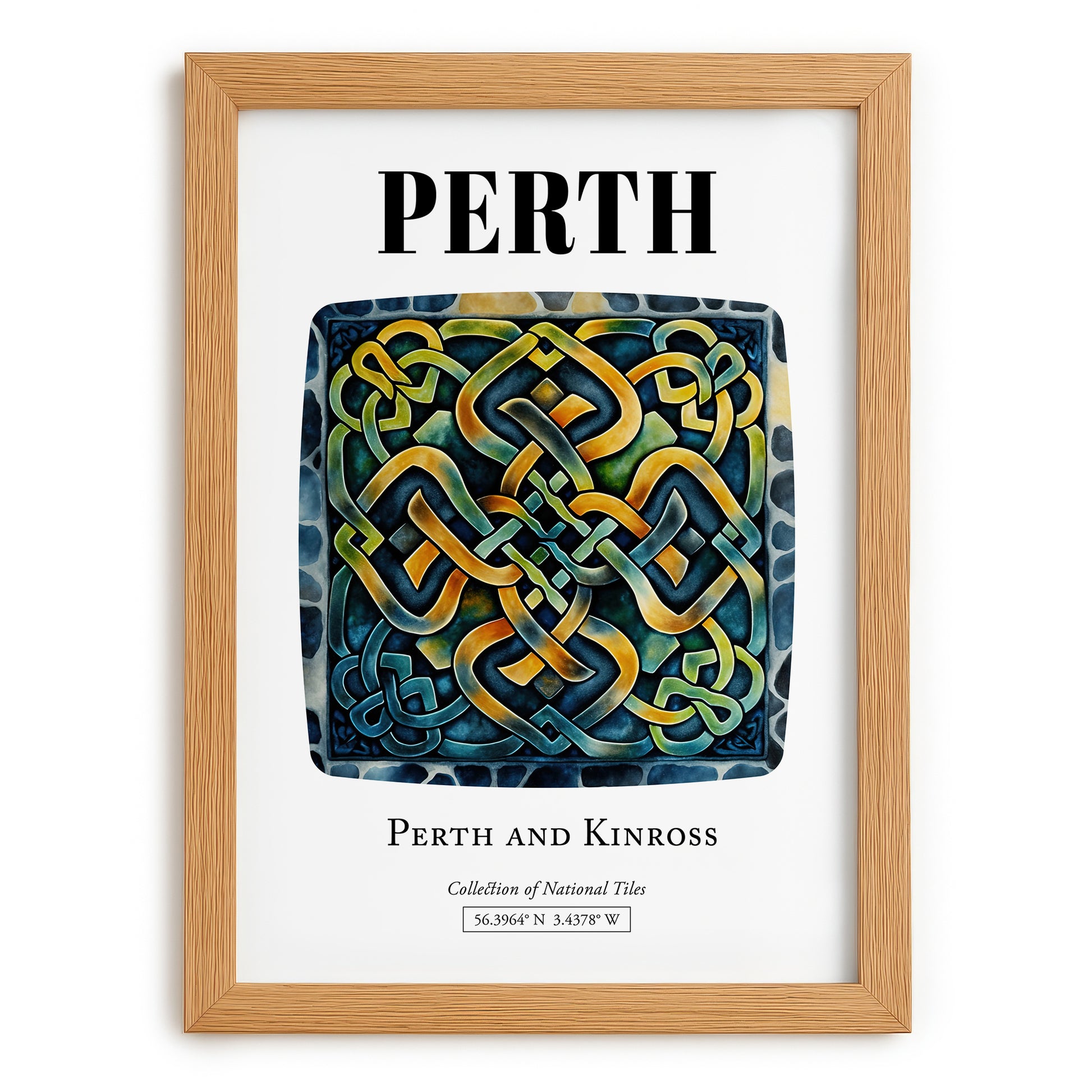 Perth, Scotland – Travel Poster, set in oak frame