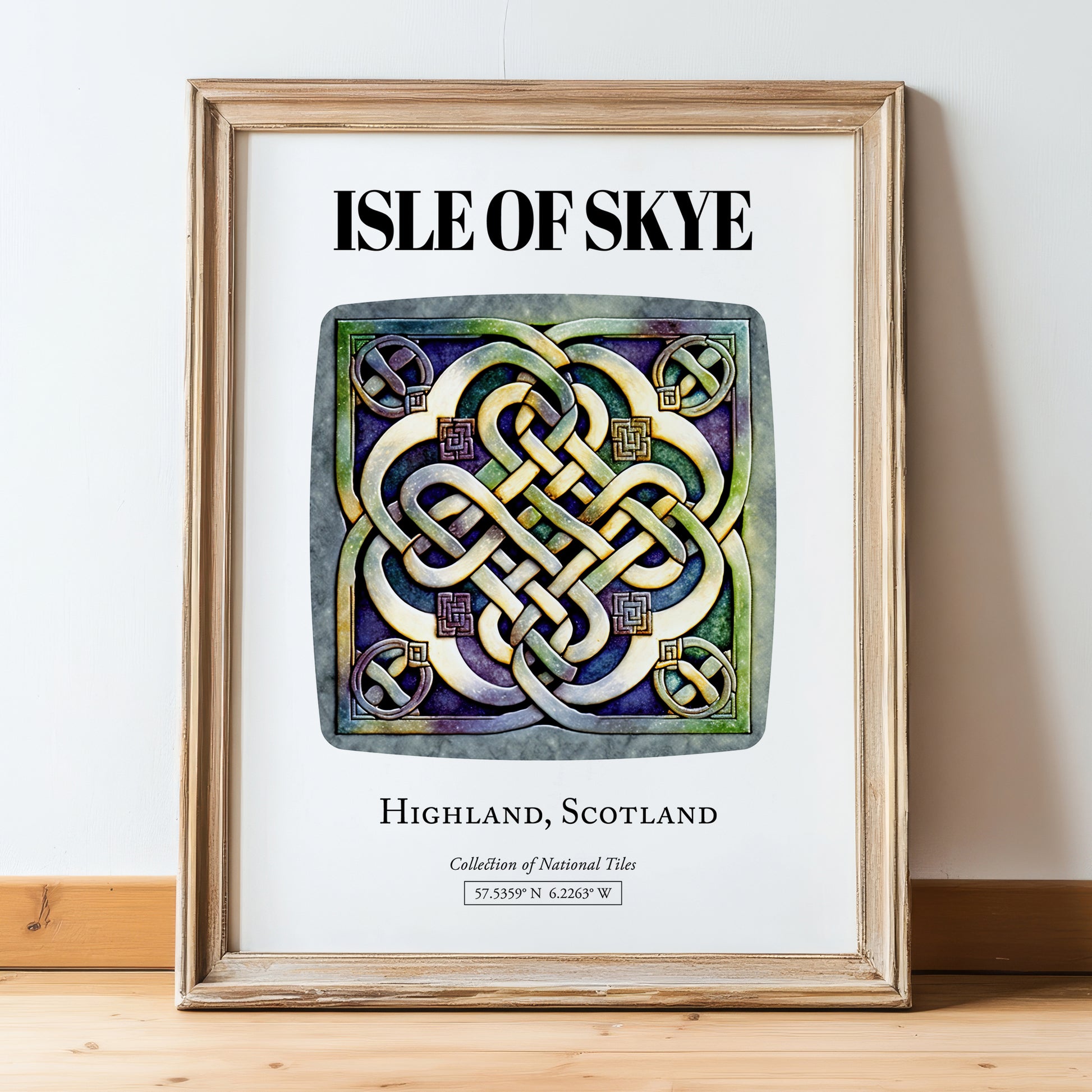Isle Of Skye, Scotland – Cityscape Wall Art, in wooden frame leaning on the floor