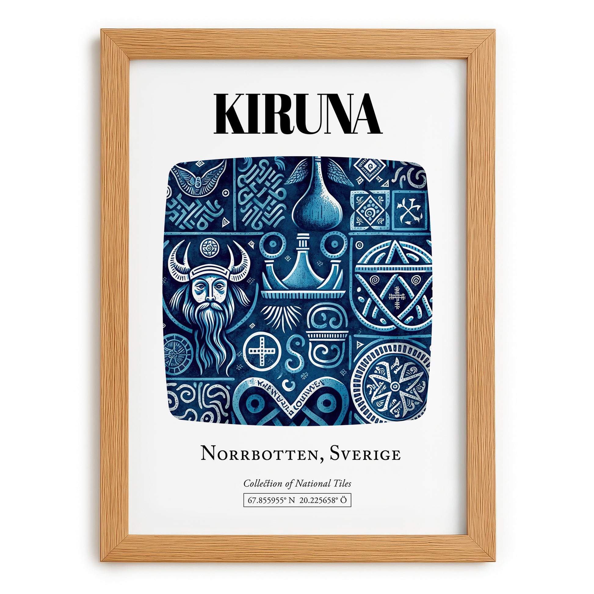 Kiruna, Sweden – Wanderlust-Inspired Poster, set in oak frame