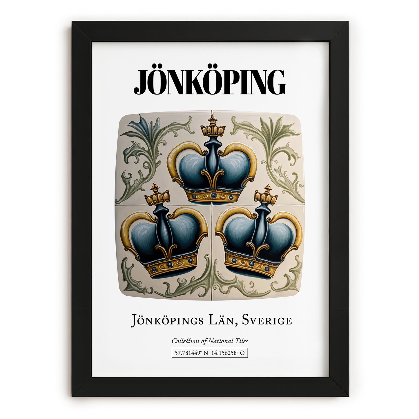 Jönköping, Sweden – Travel Print, in sleek black frame