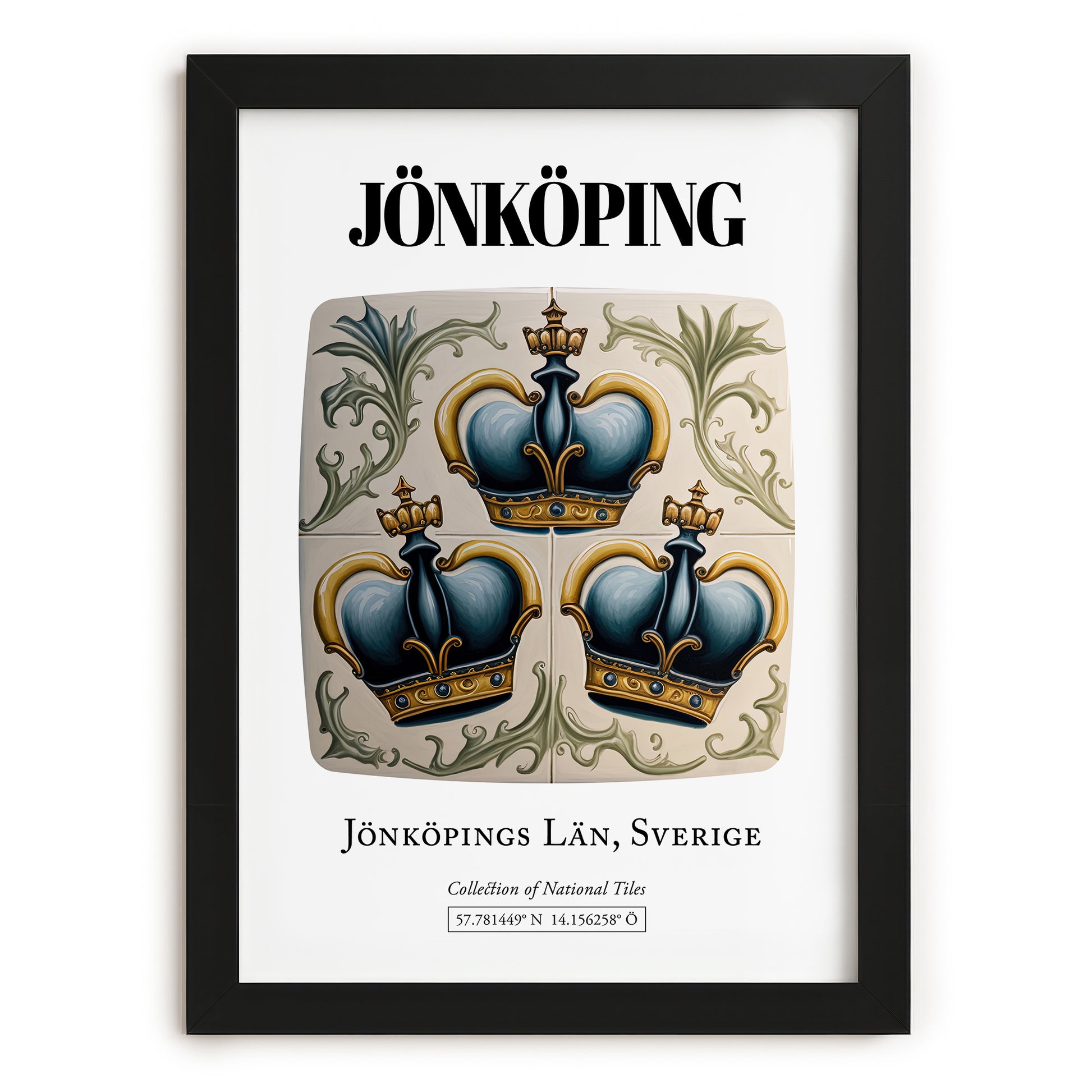 Jönköping, Sweden – Travel Print, in sleek black frame