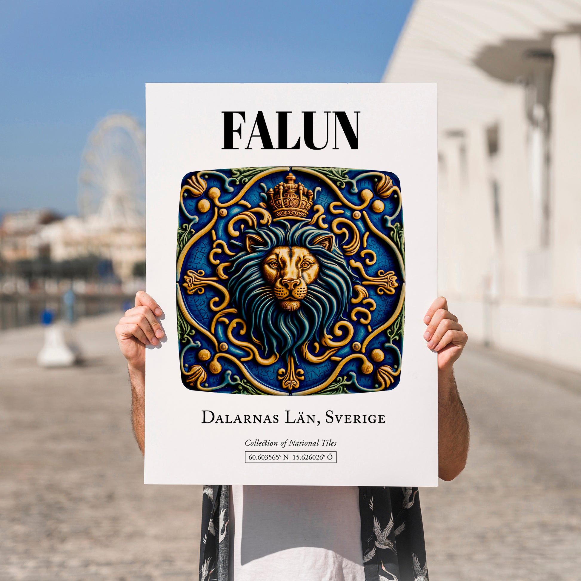 Falun, Sweden – Travel Poster, no-text version framed in wood