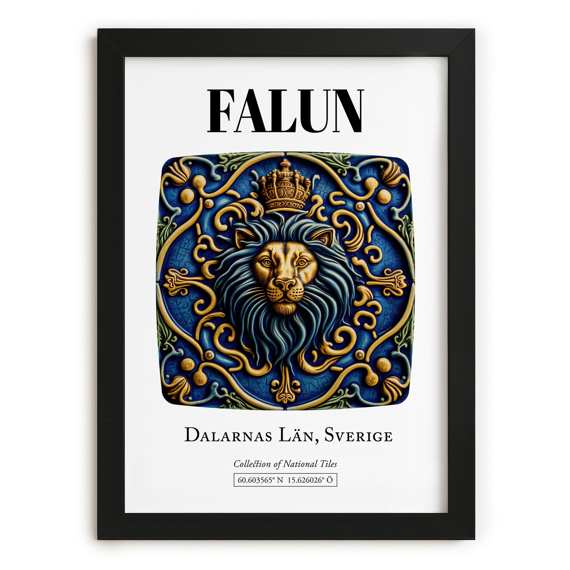 Falun, Sweden – Travel Poster, in sleek black frame