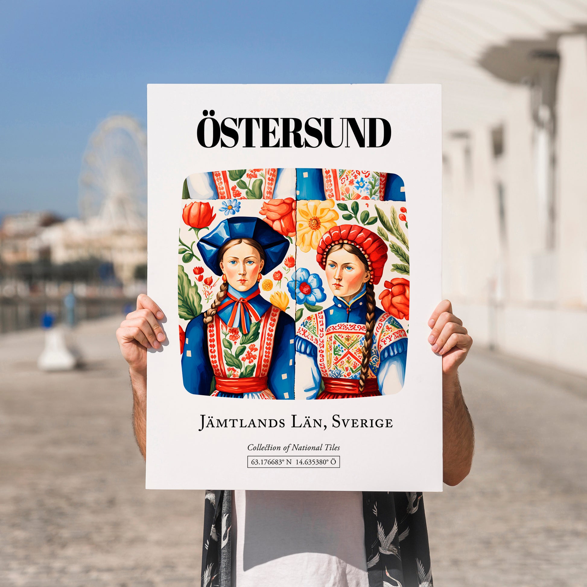 Östersund, Sweden – Travel Poster, no-text version framed in wood