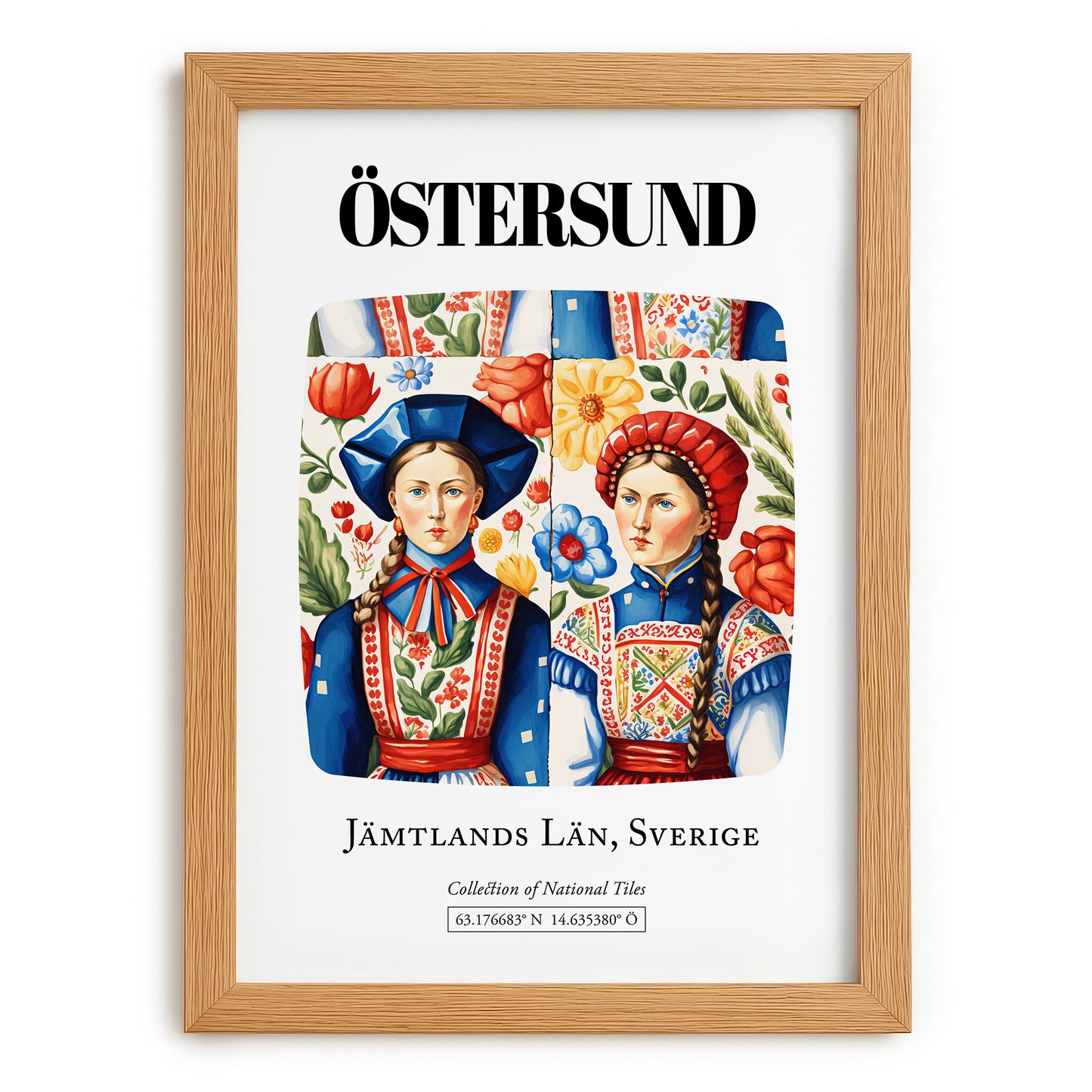 Östersund, Sweden – Travel Poster, set in oak frame