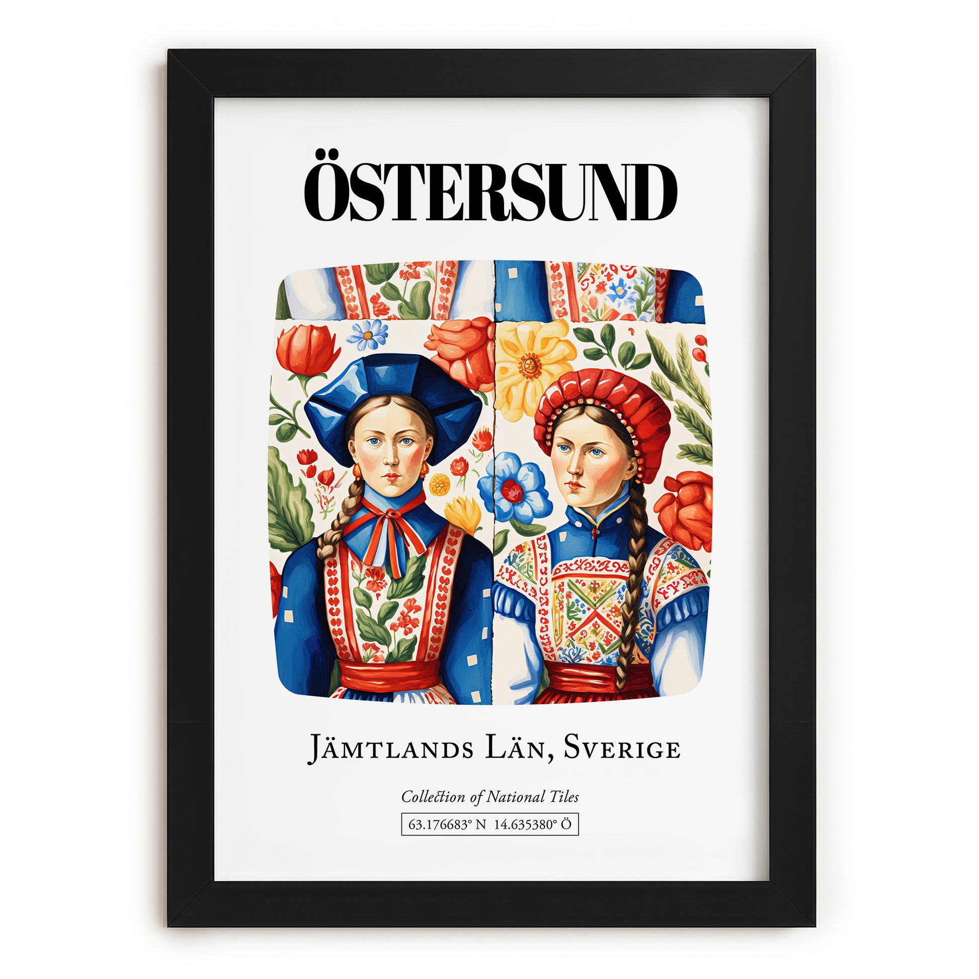 Östersund, Sweden – Travel Poster, in sleek black frame