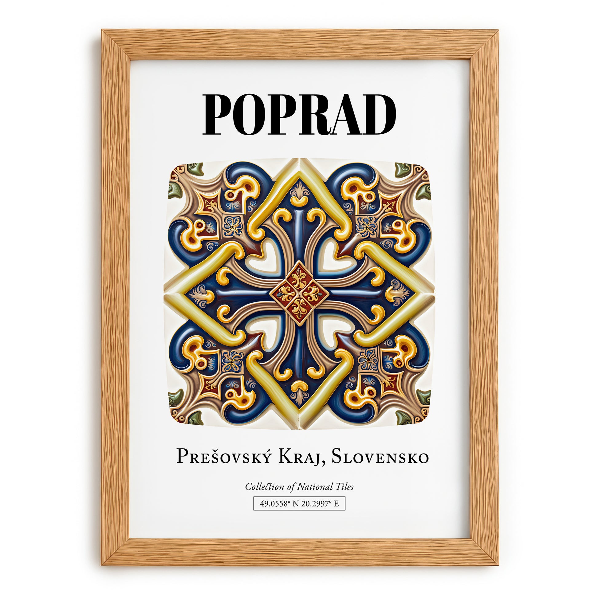 Poprad, Slovakia – Travel Poster, set in oak frame