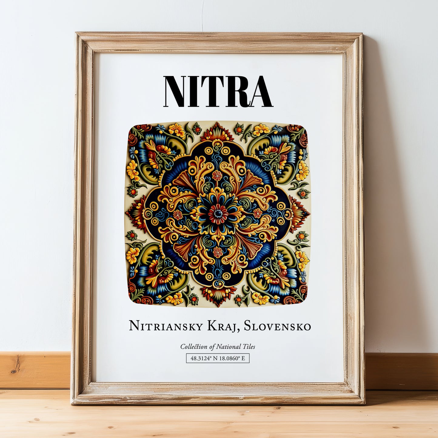 Nitra, Slovakia – Travel Print, in wooden frame leaning on the floor