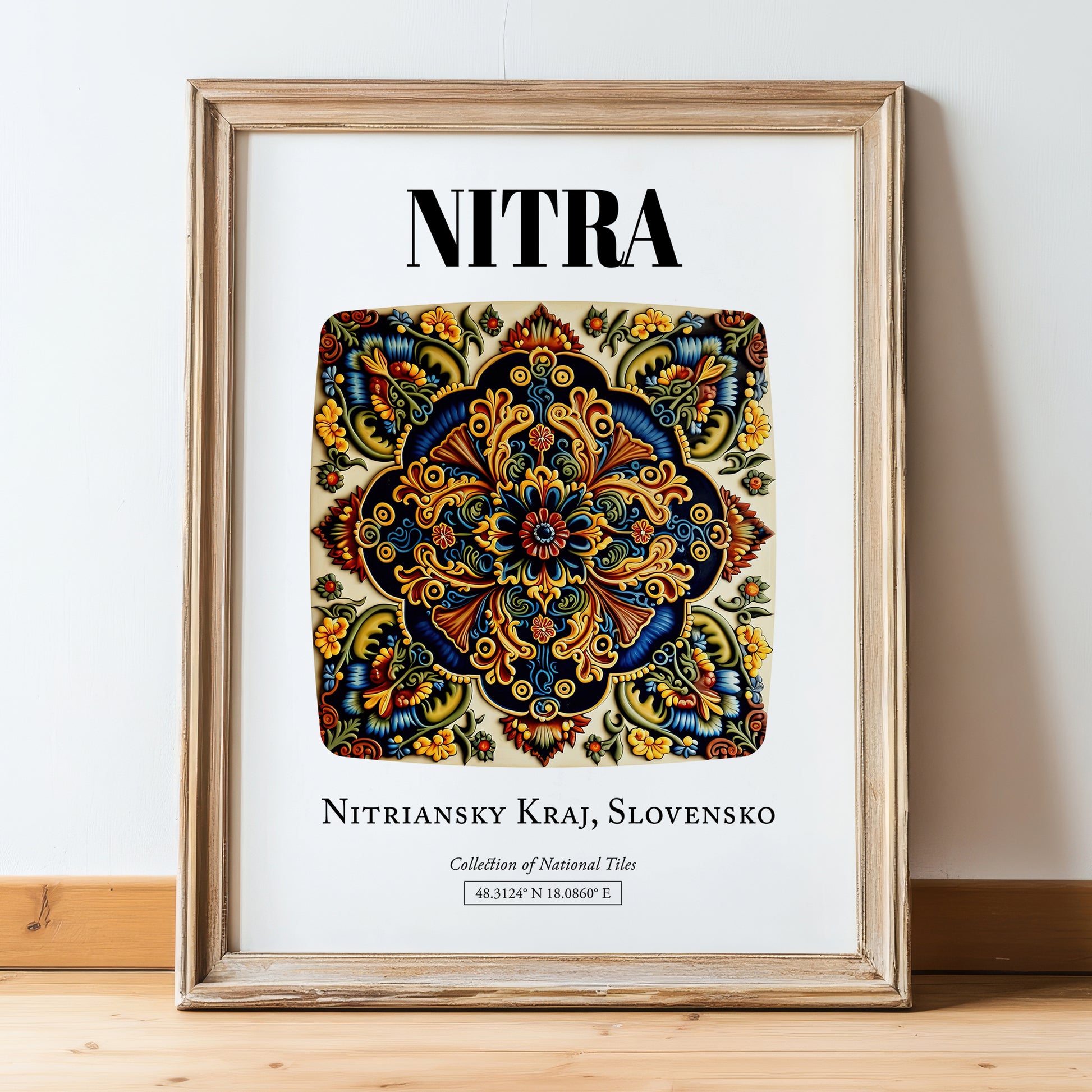 Nitra, Slovakia – Travel Print, in wooden frame leaning on the floor
