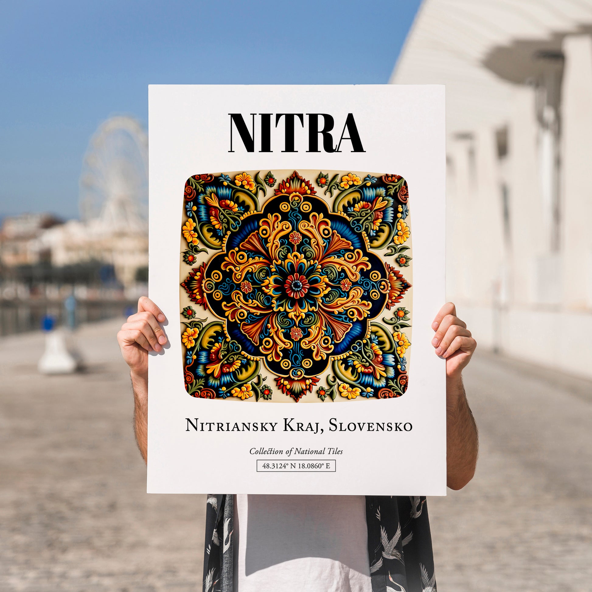 Nitra, Slovakia – Travel Print, no-text version framed in wood