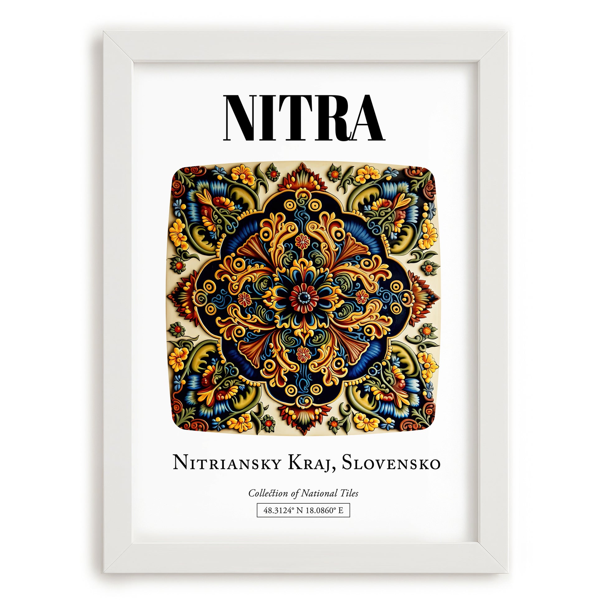 Nitra, Slovakia – Travel Print, placed in minimal white frame