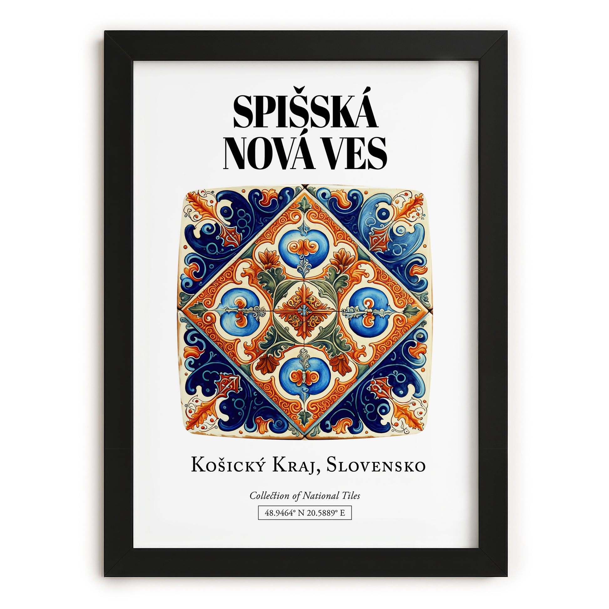 Spišská Nová Ves, Slovakia – Retro Travel Poster, in sleek black frame