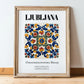 Ljubljana, Slovenia – Architectural Travel Art, in wooden frame leaning on the floor