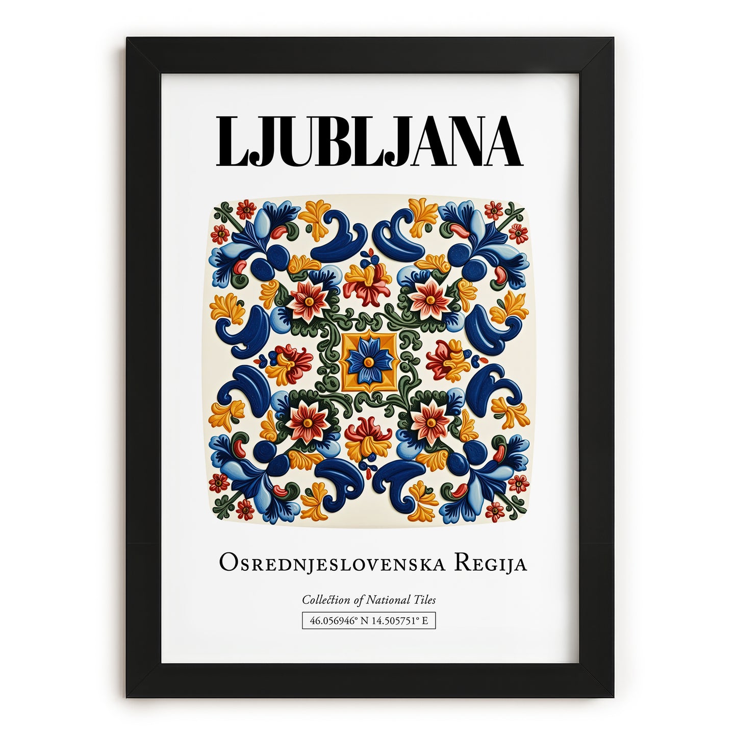 Ljubljana, Slovenia – Architectural Travel Art, in sleek black frame