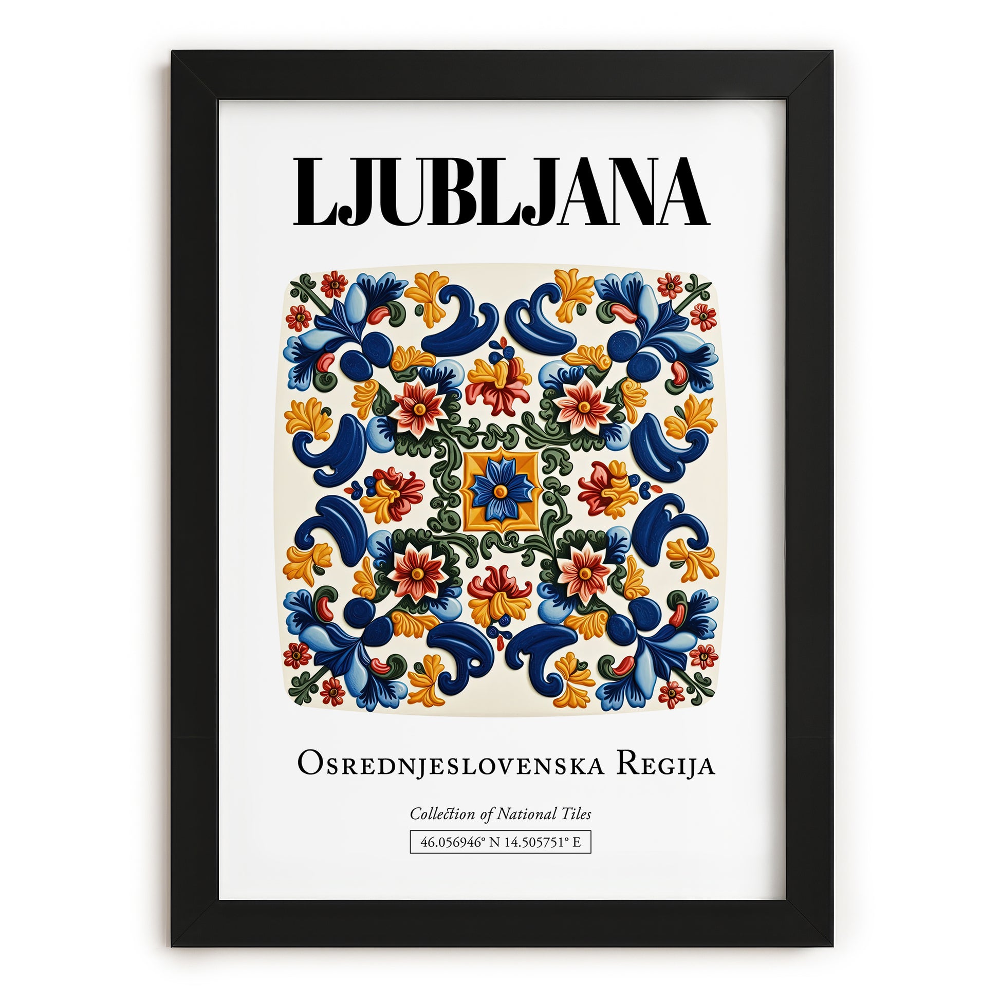 Ljubljana, Slovenia – Architectural Travel Art, in sleek black frame