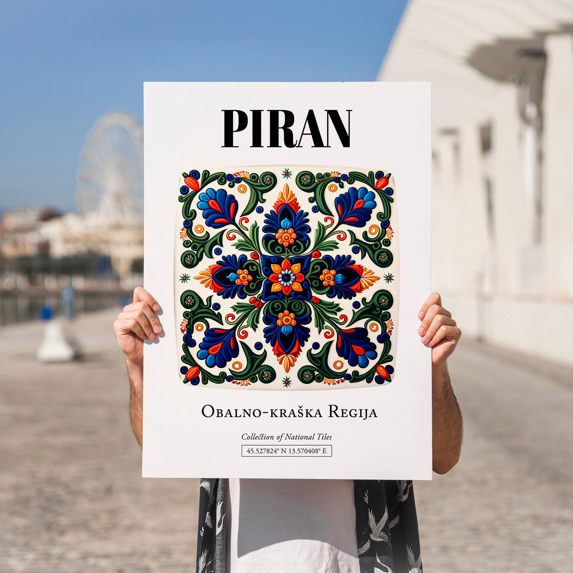 Piran, Slovenia – Travel Poster, no-text version framed in wood