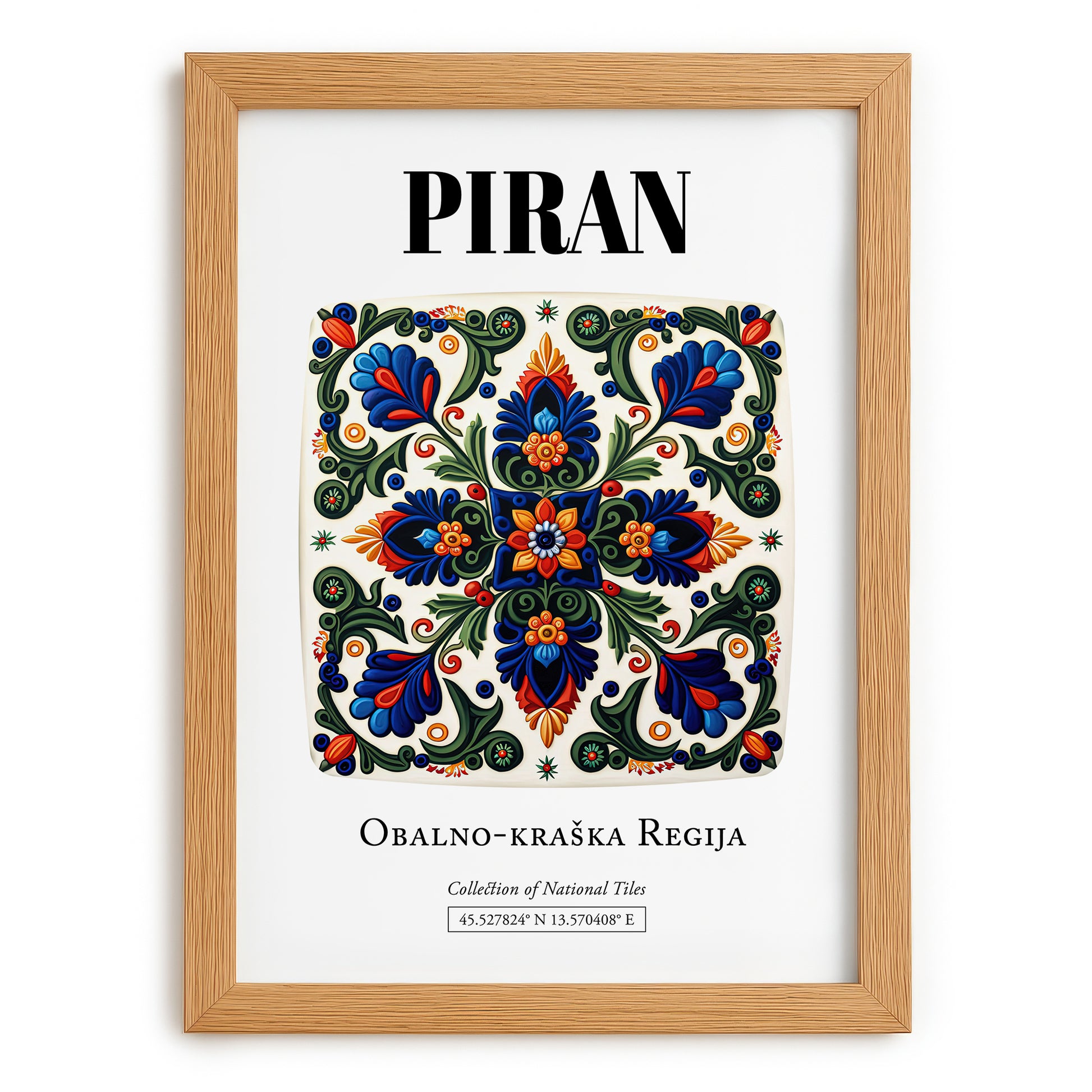 Piran, Slovenia – Travel Poster, set in oak frame