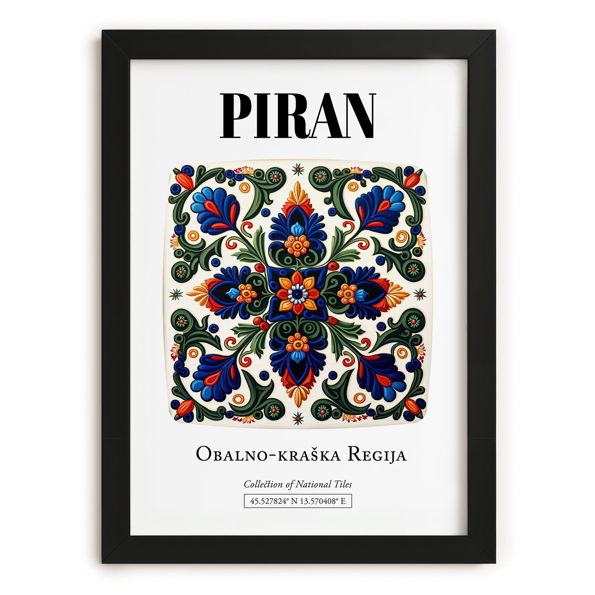 Piran, Slovenia – Travel Poster, in sleek black frame