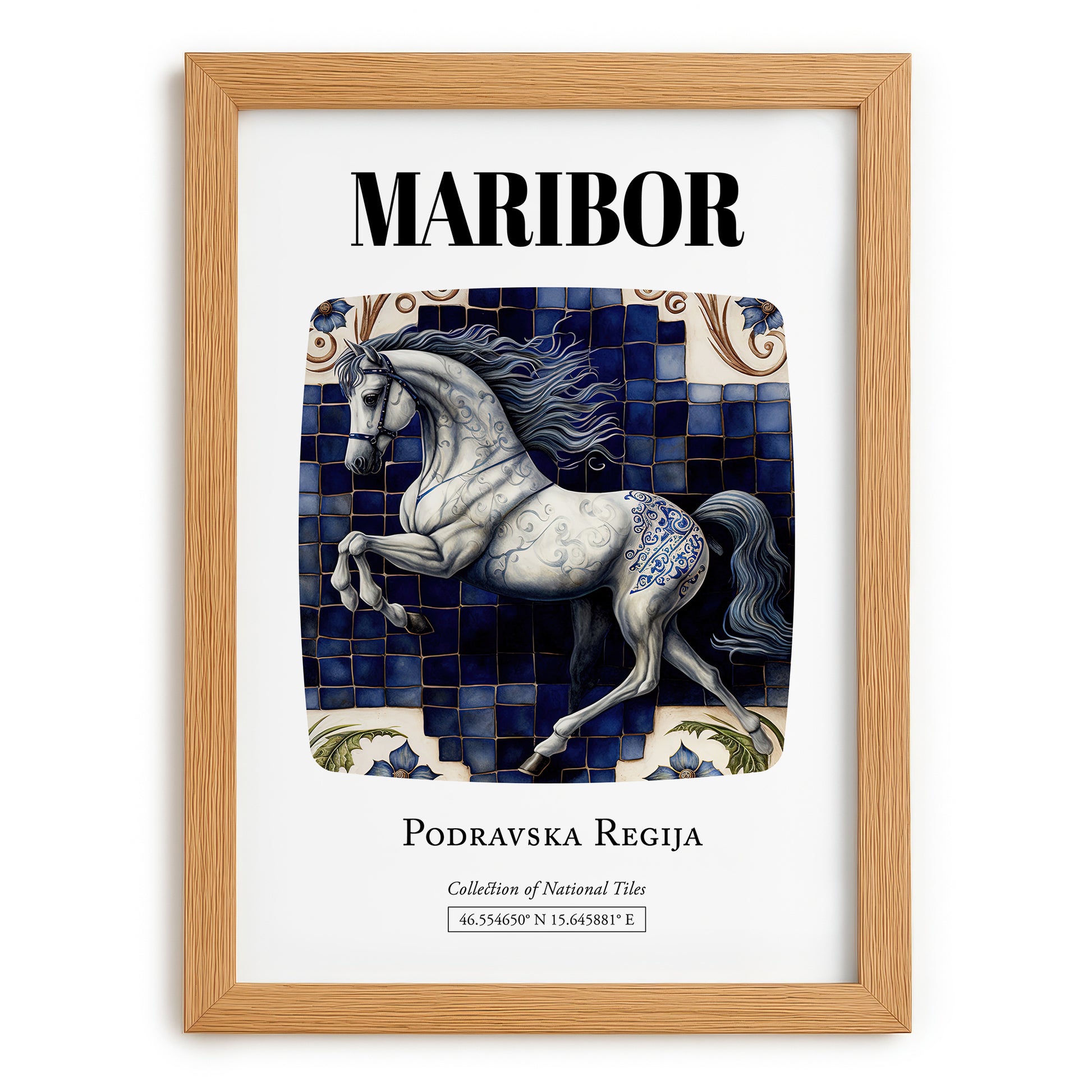 Maribor, Slovenia – Travel Print, set in oak frame