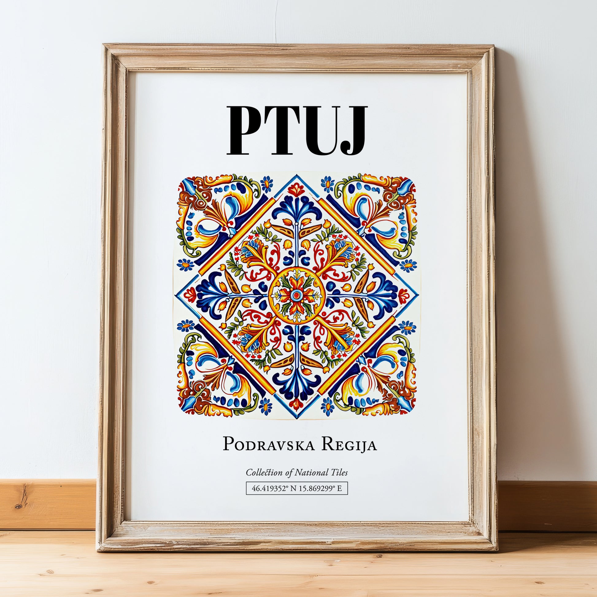 Ptuj, Slovenia – National Pride Wall Decor, in wooden frame leaning on the floor
