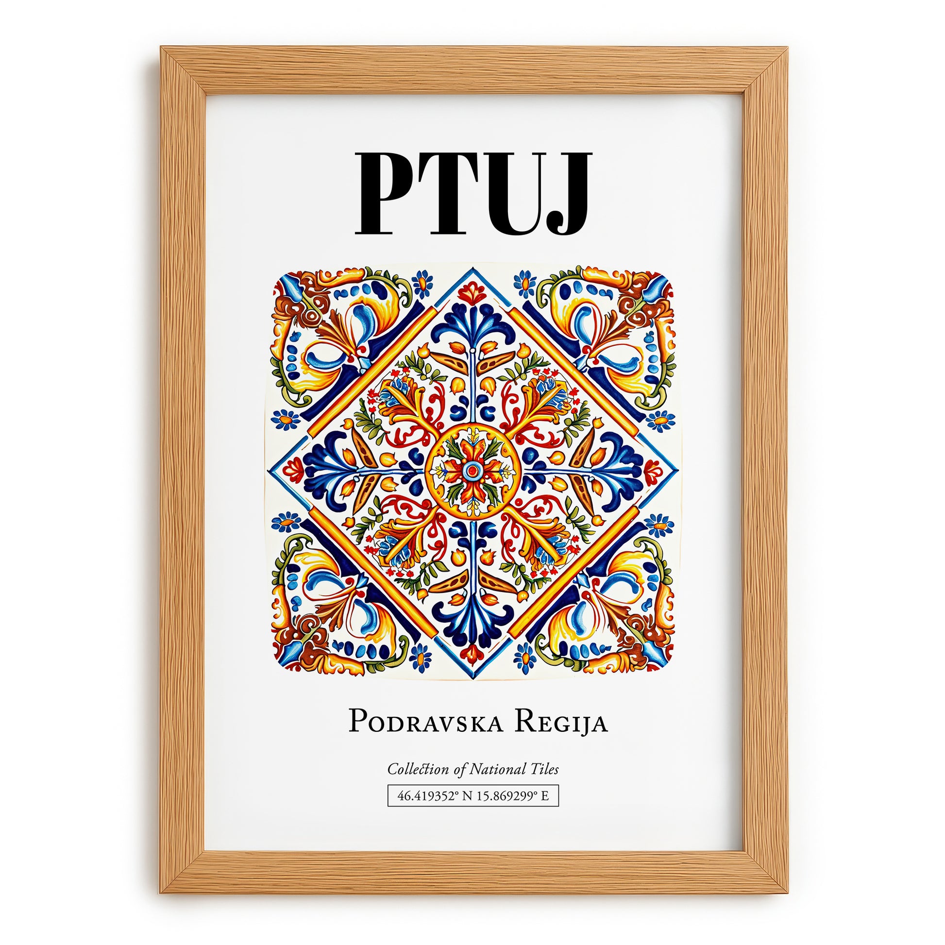 Ptuj, Slovenia – National Pride Wall Decor, set in oak frame