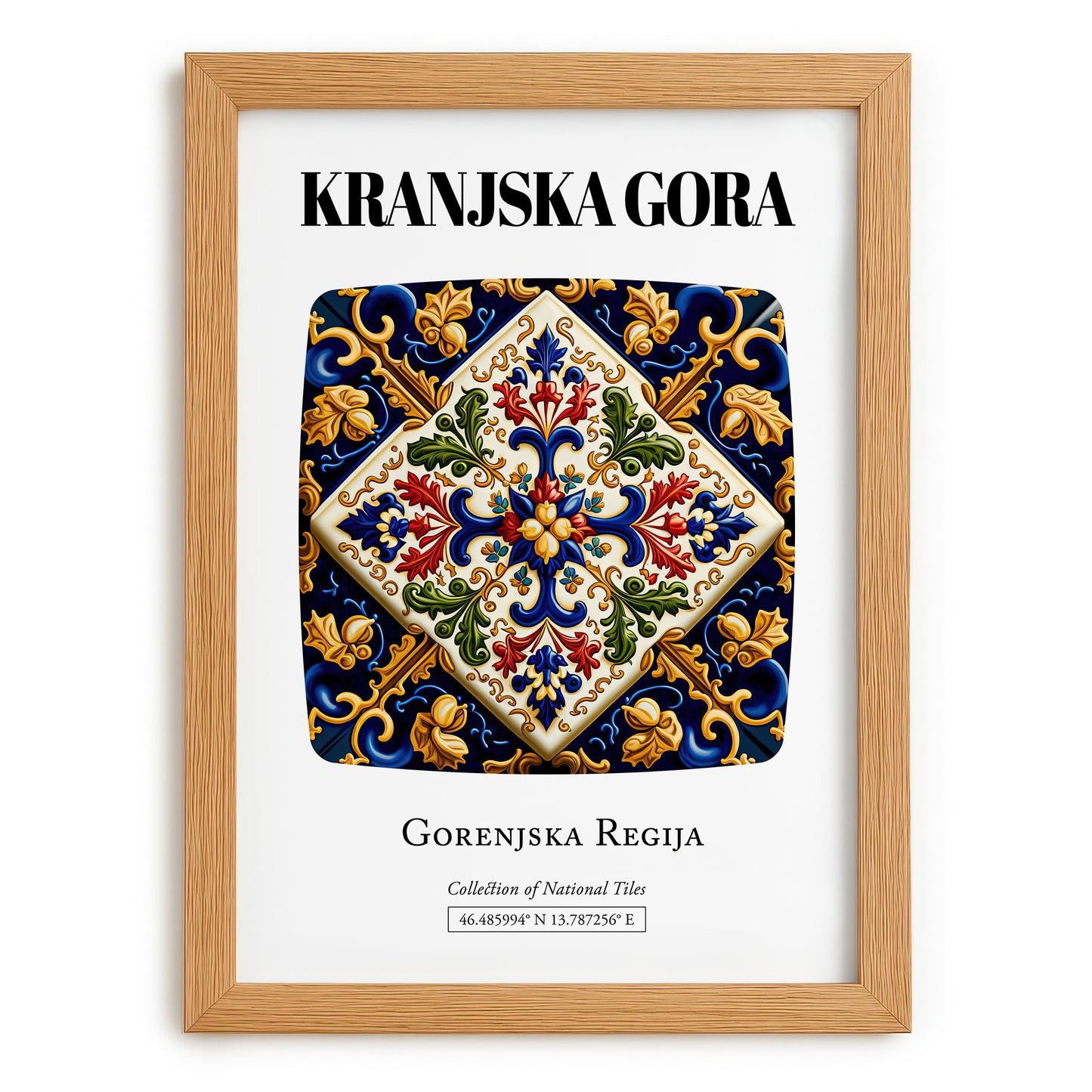 Kranjska Gora, Slovenia – Travel Print, set in oak frame