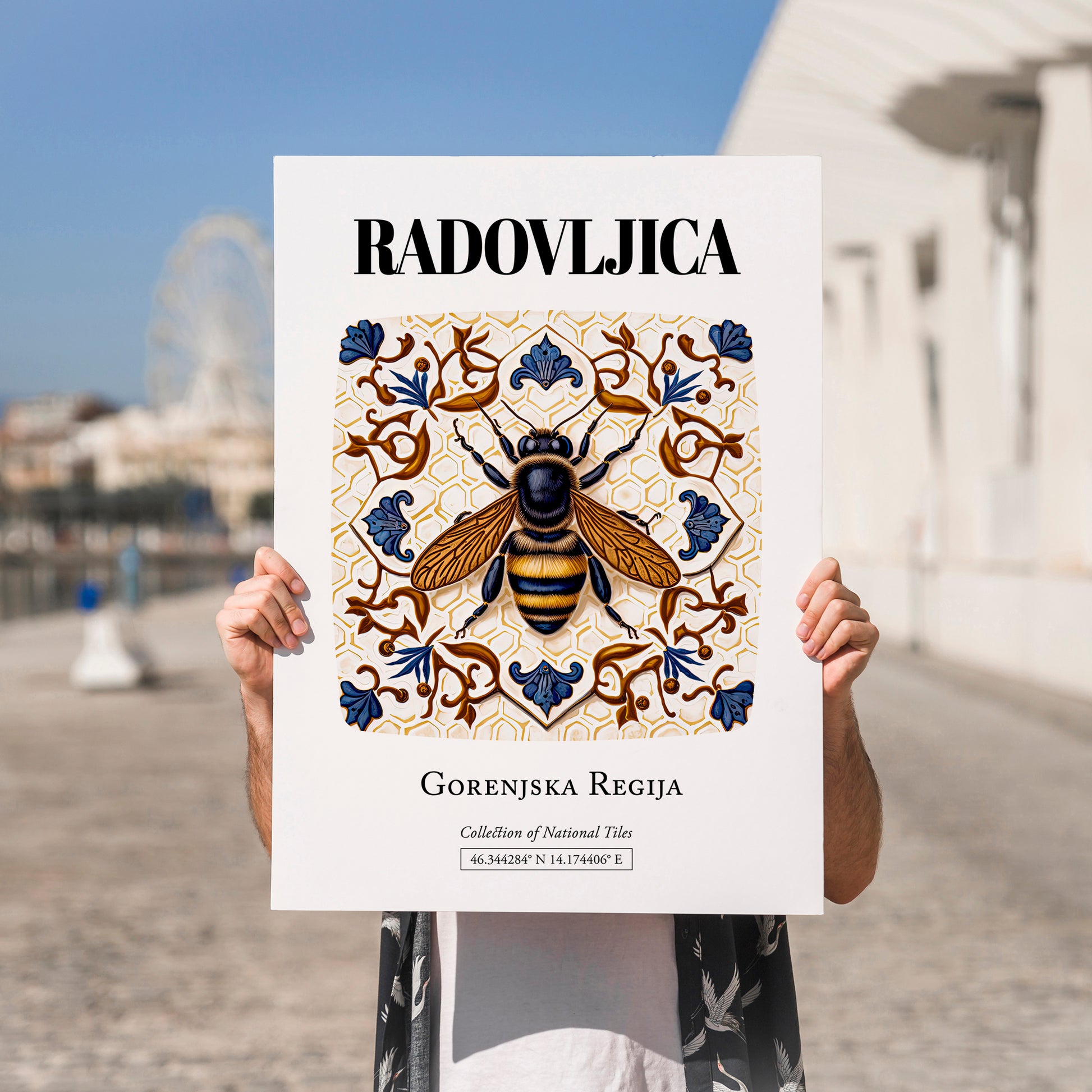 Radovljica, Slovenia – Away From Home Poster, no-text version framed in wood