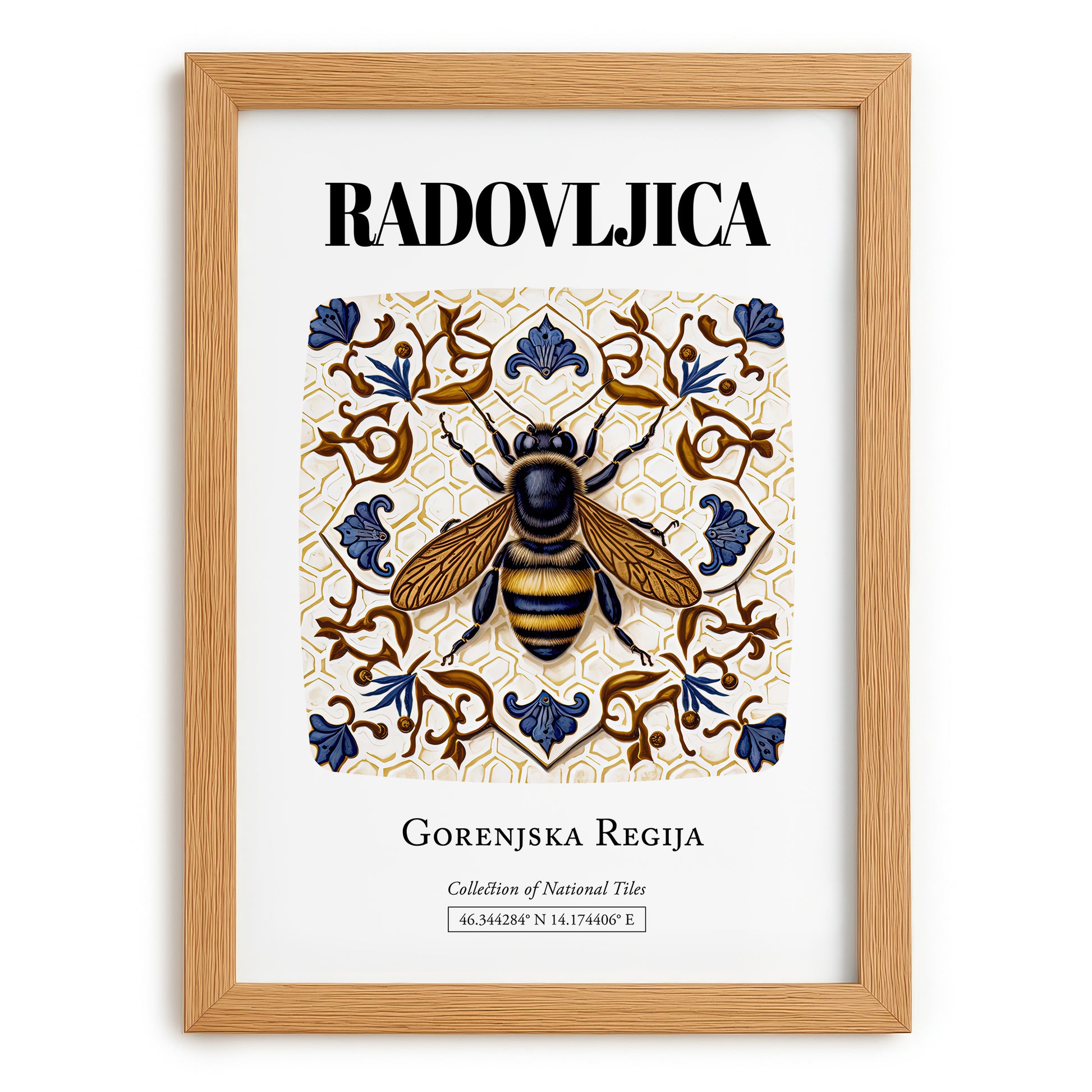 Radovljica, Slovenia – Away From Home Poster, set in oak frame
